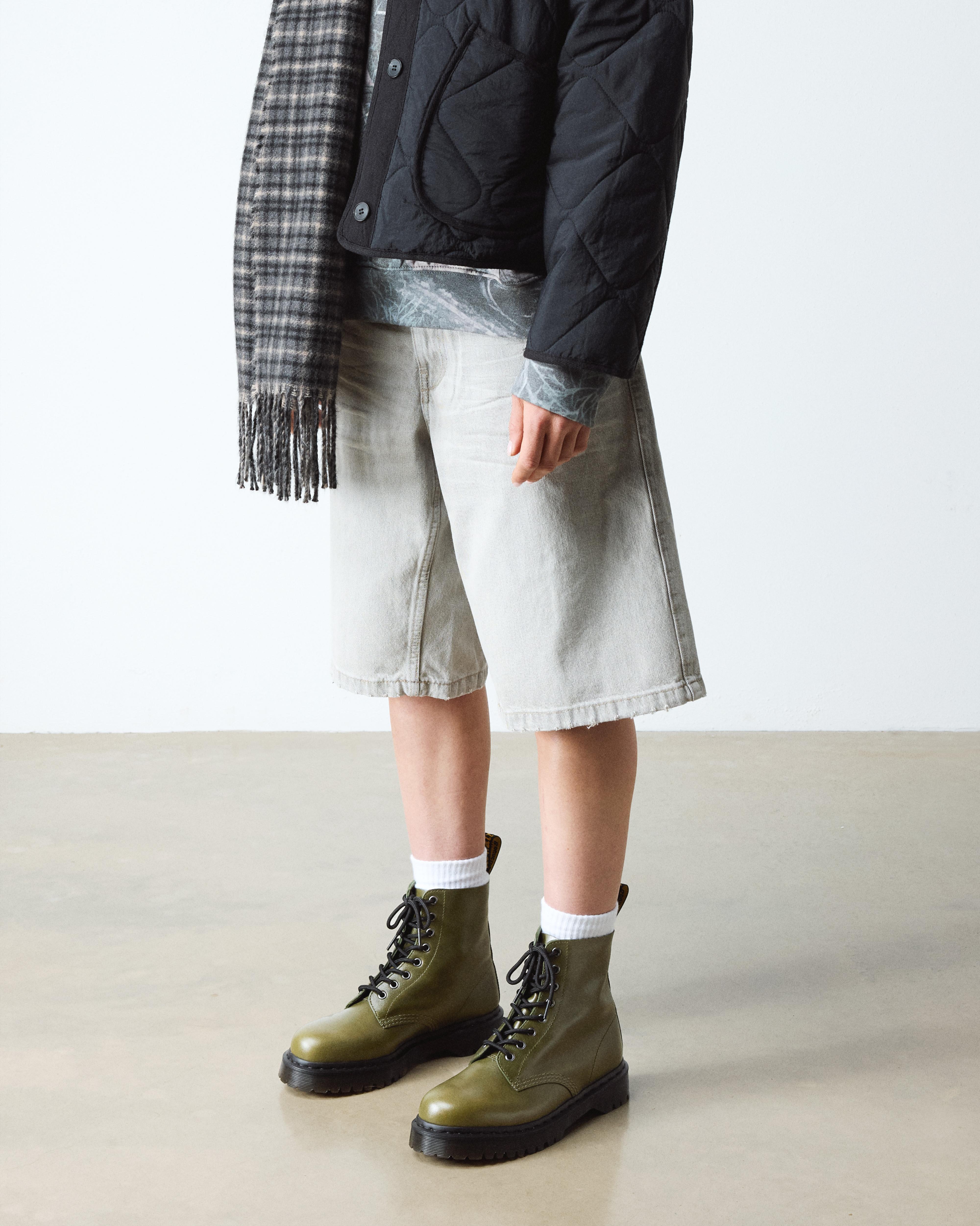 Stivali 1460 Bex in pelle morbida Eclipse in Verde Oliva Verde