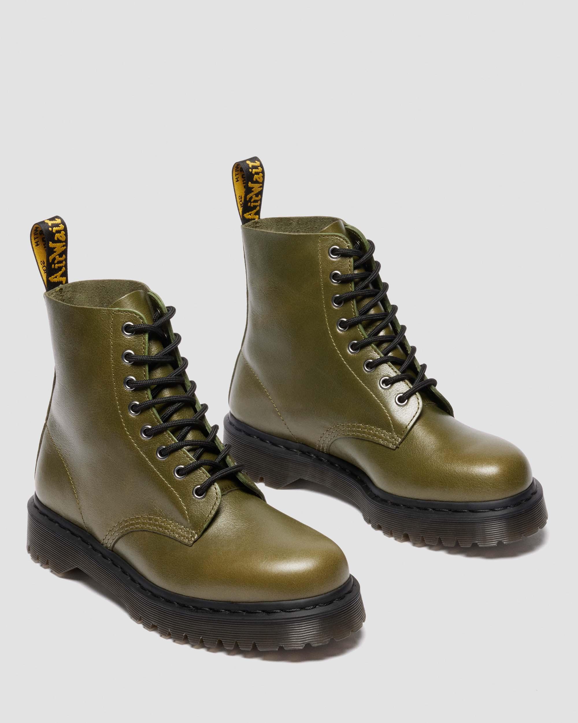 1460 Bex Eclipse Soft Leather Boots in Olive Green | Dr. Martens