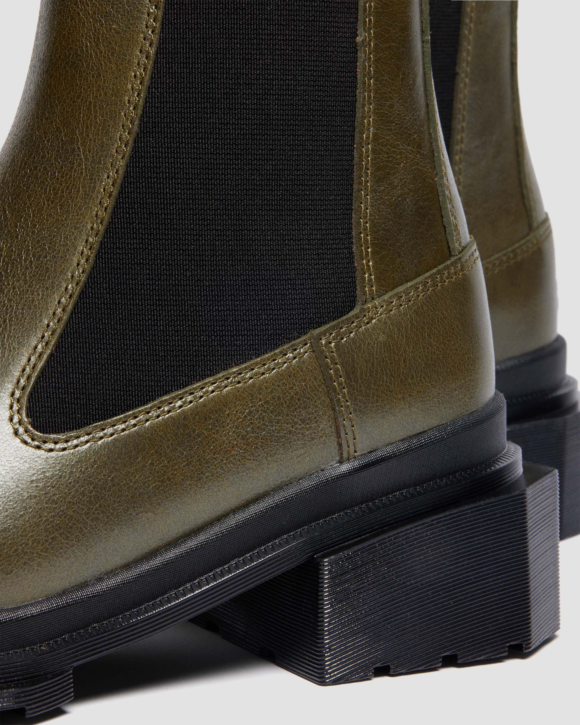 Dr. Martens Maybole Chelsea Square Toe Leather Boots In Green