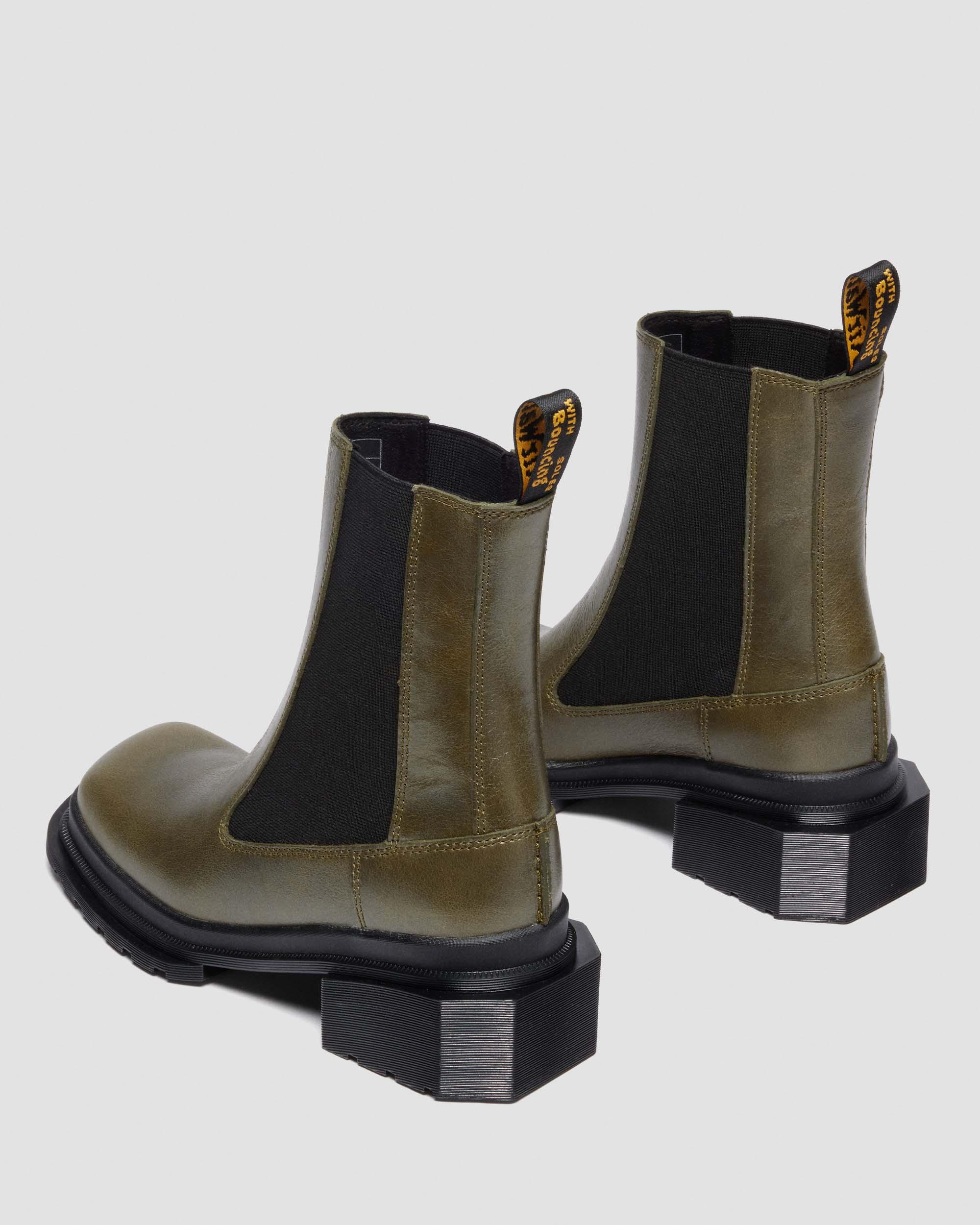 Dr. Martens Maybole Chelsea Square Toe Leather Boots In Green
