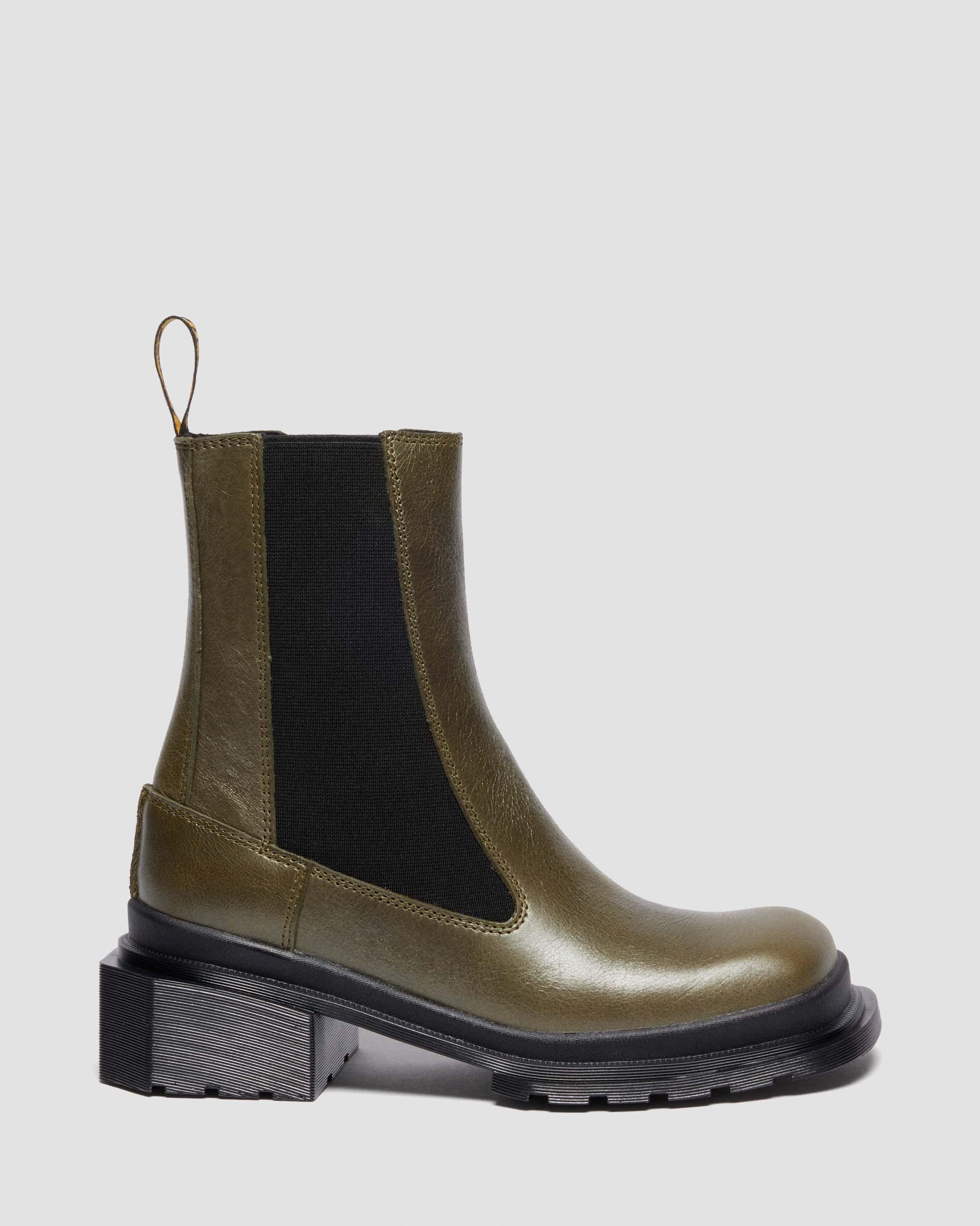 Dr. Martens Maybole Chelsea Square Toe Leather Boots In Green