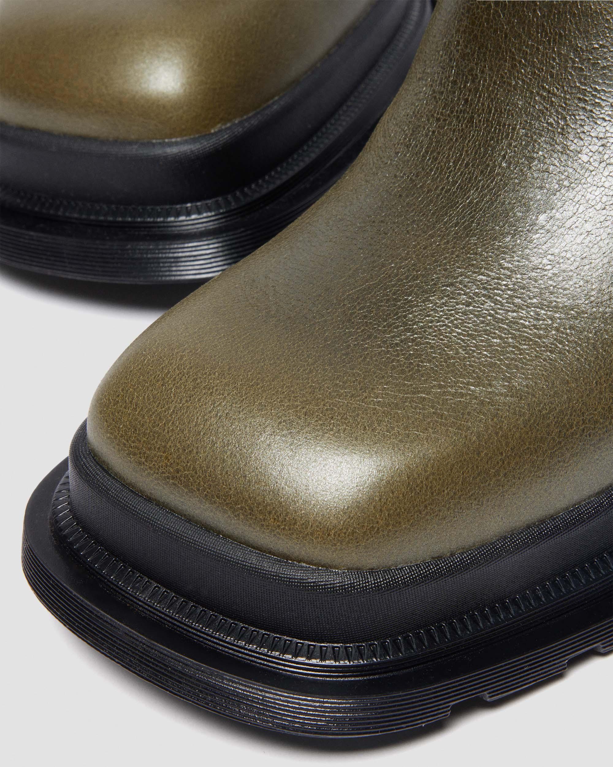 Dr. Martens Maybole Chelsea Square Toe Leather Boots In Green