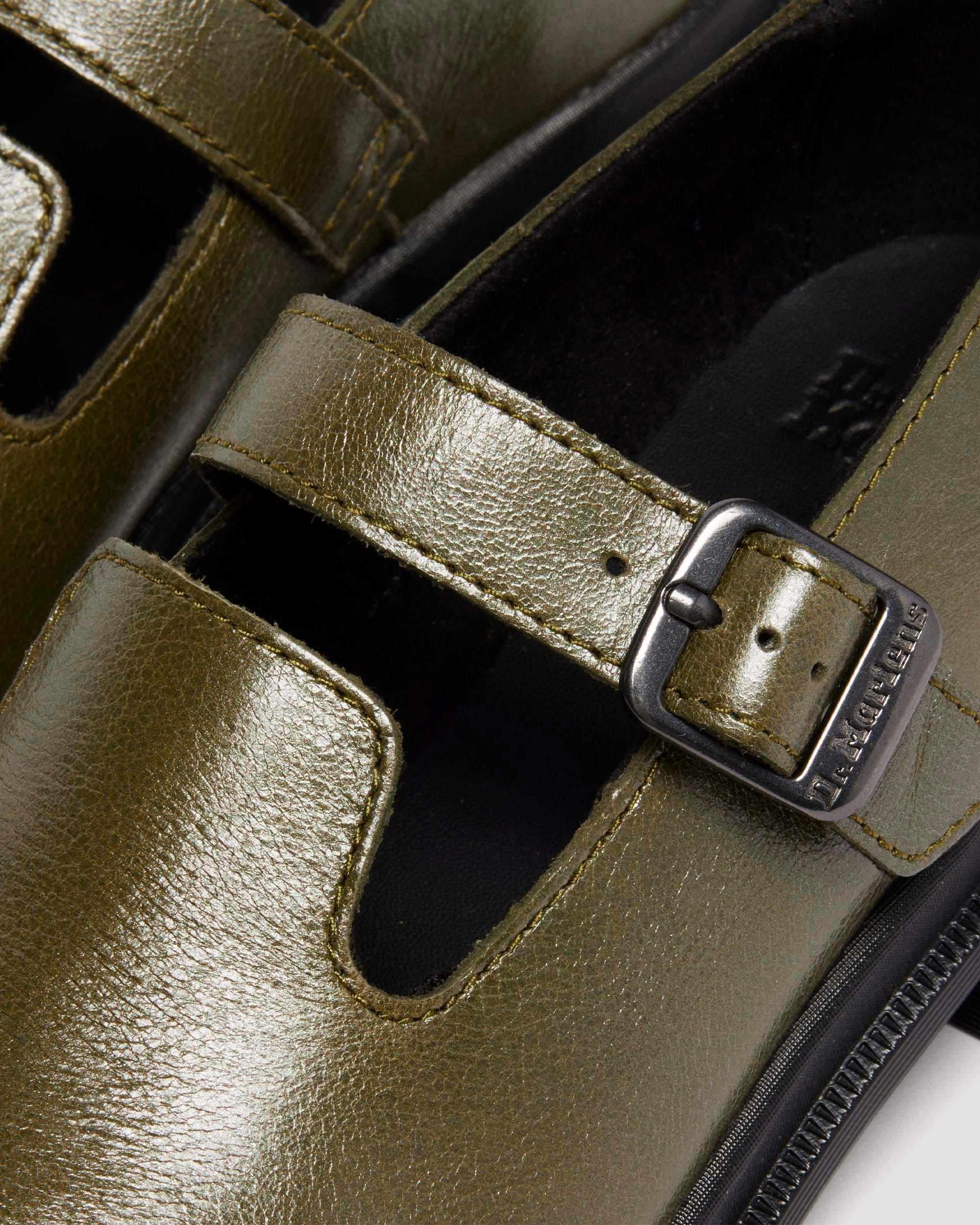 Dr. Martens Maybole Mary Jane Square Toe Leather Shoes In Green