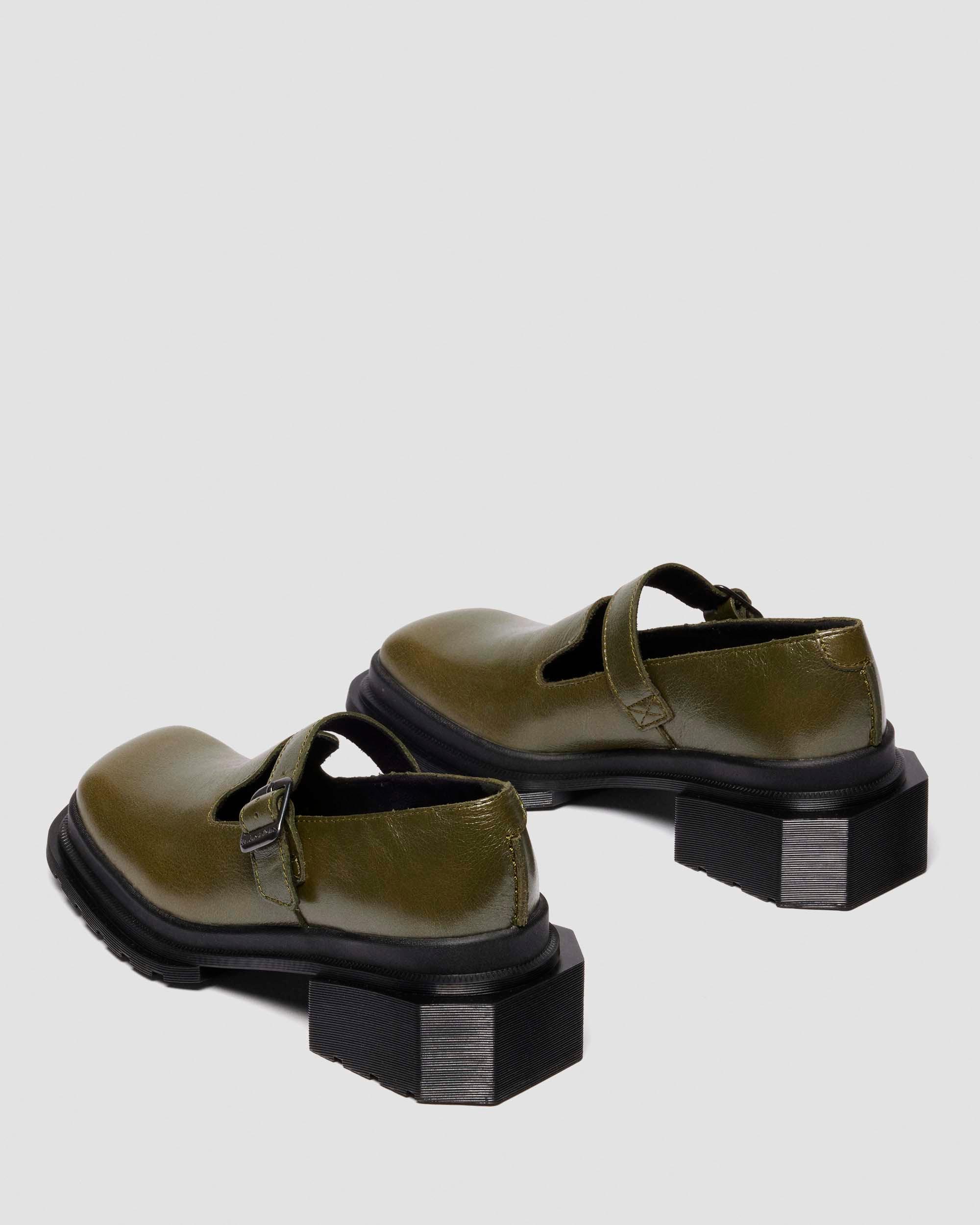Dr. Martens Maybole Mary Jane Square Toe Leather Shoes In Green