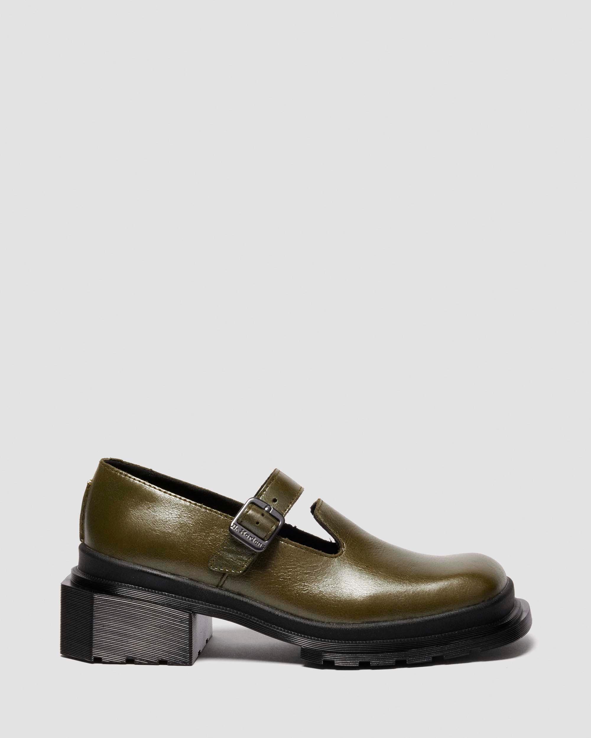 Dr. Martens Maybole Mary Jane Square Toe Leather Shoes In Green