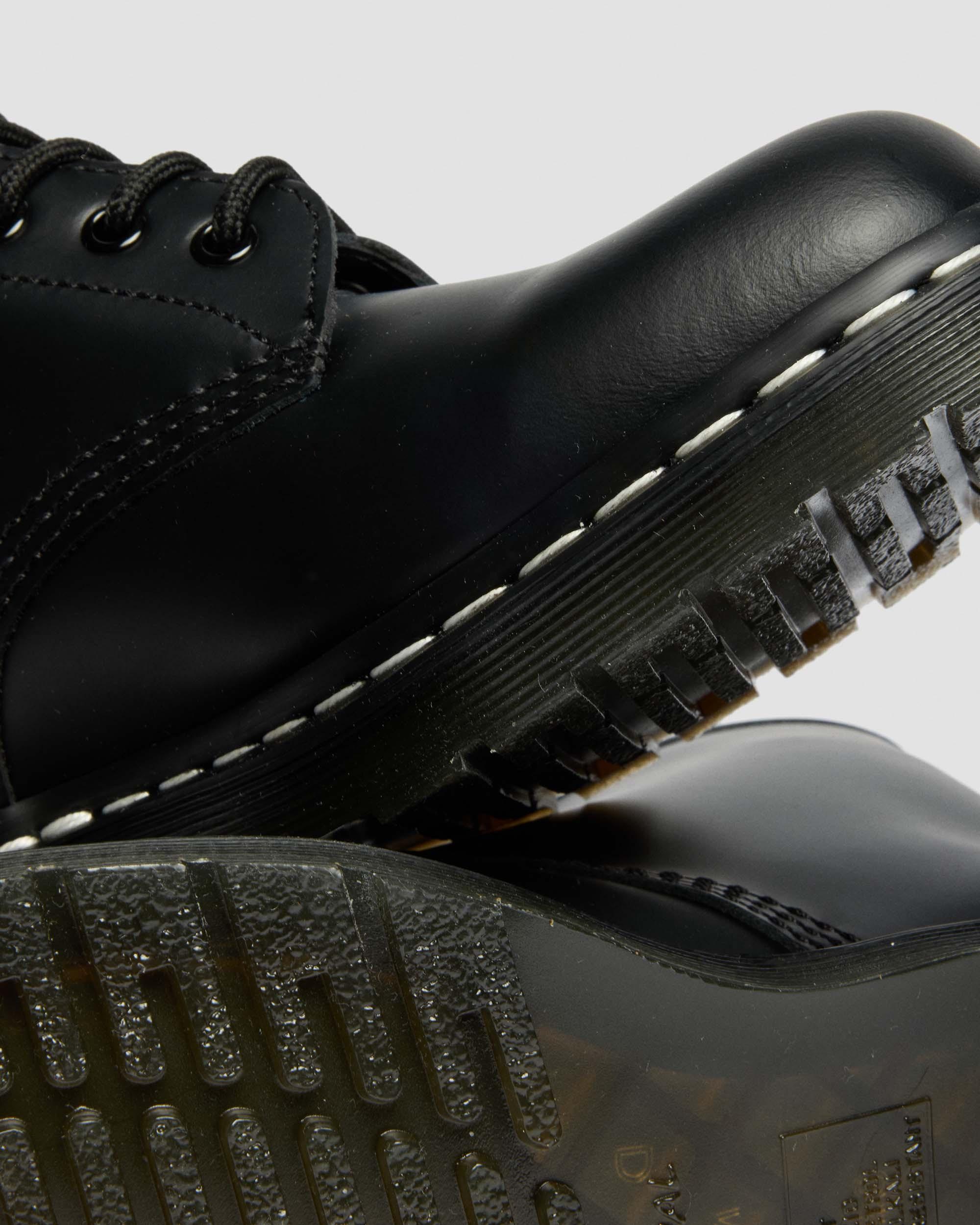 1460 White Stitch Smooth Leather Lace Up Boots in BLACK | Dr. Martens™