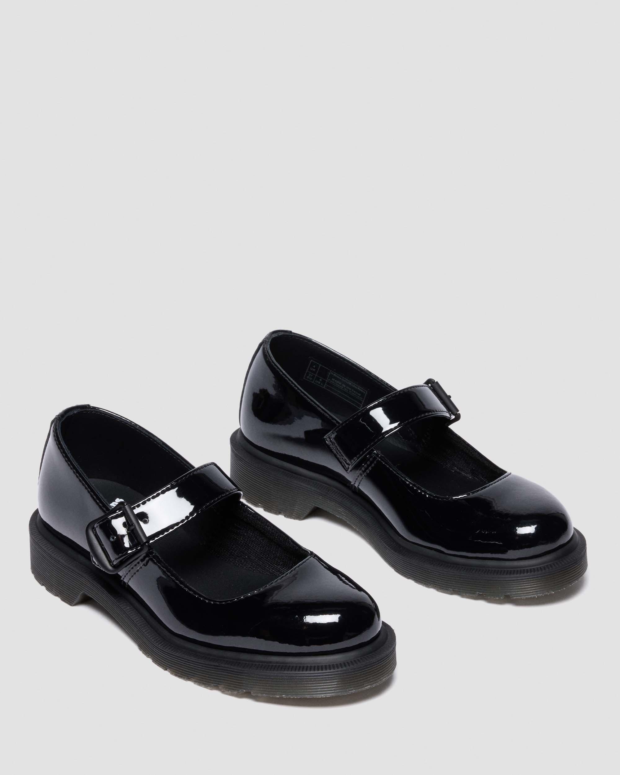 Mariel II Patent Leather Buckle Strap Shoes in Black