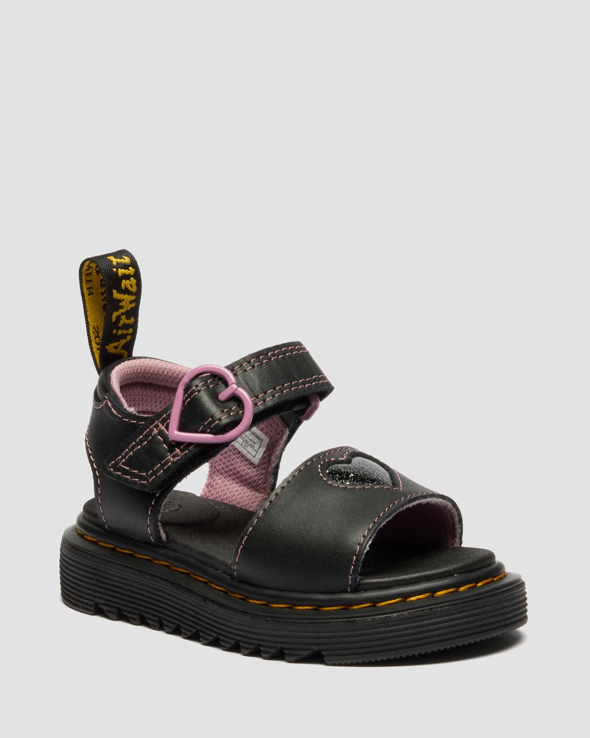 Toddler Marlowe Ii Glitter Heart Leather Strap Shoes in Black