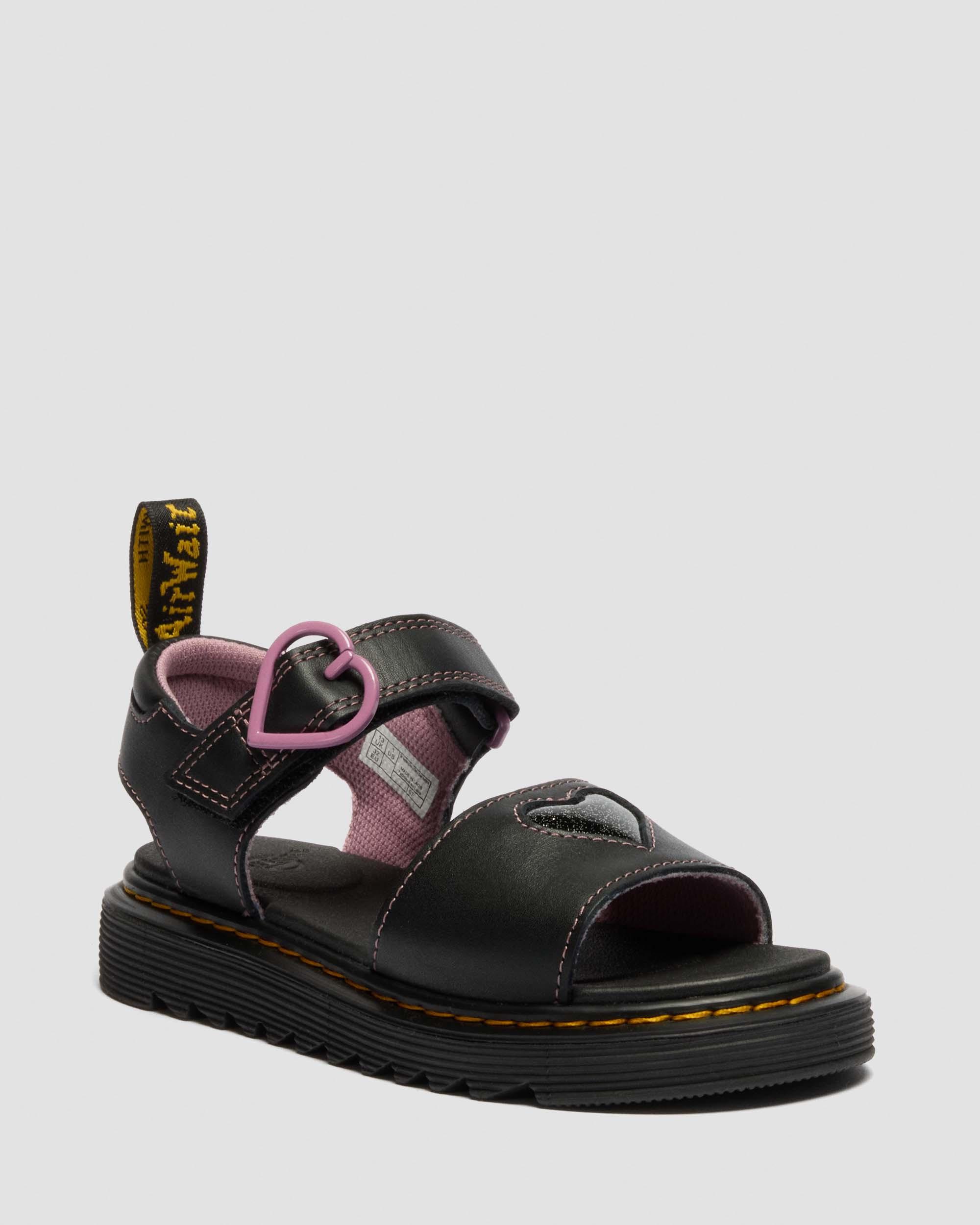 Junior Marlowe Ii Glitter Heart Leather Strap Shoes in Black