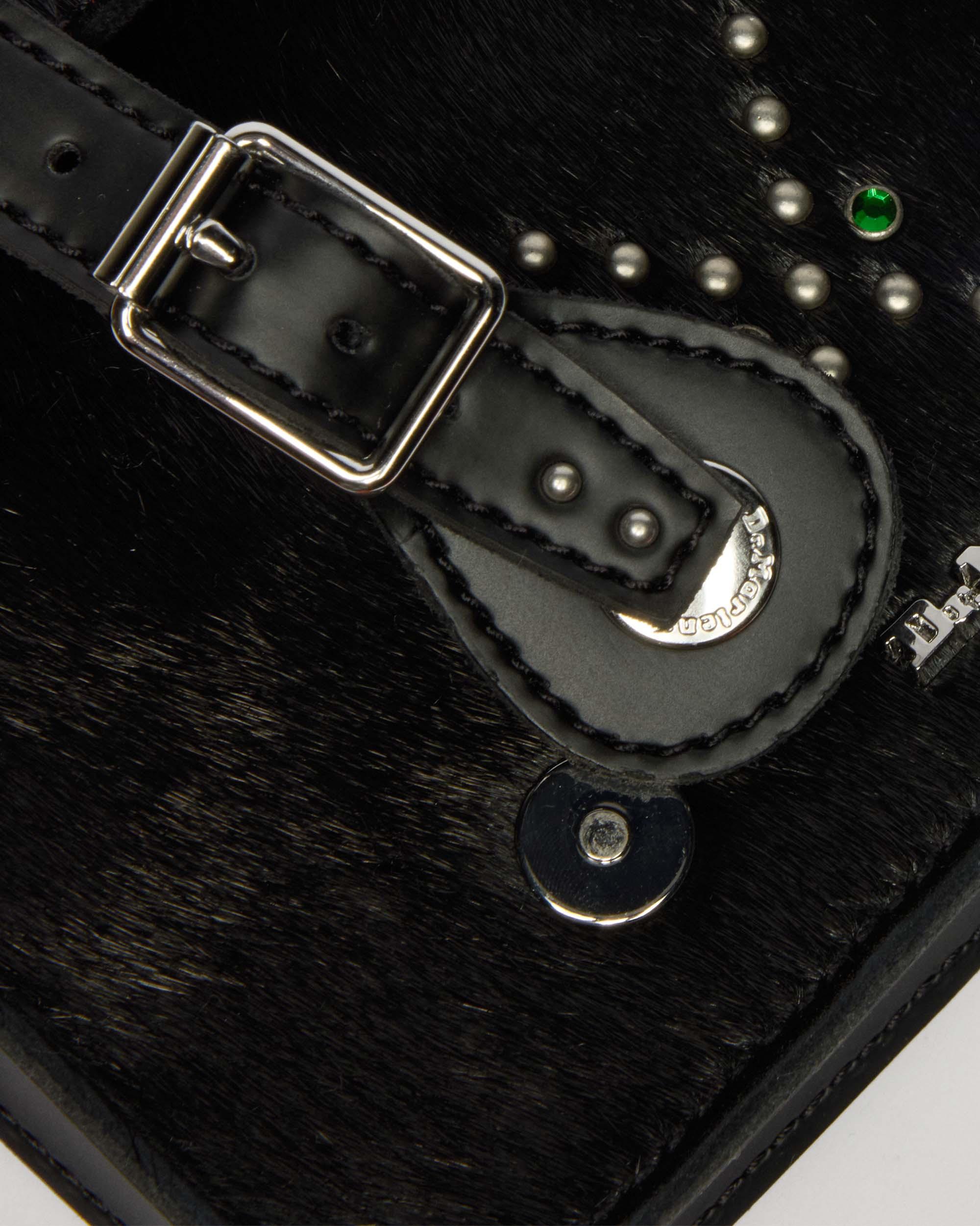 Satchelväska i Hair On- och Kiev-läder – 18 cm in Svart