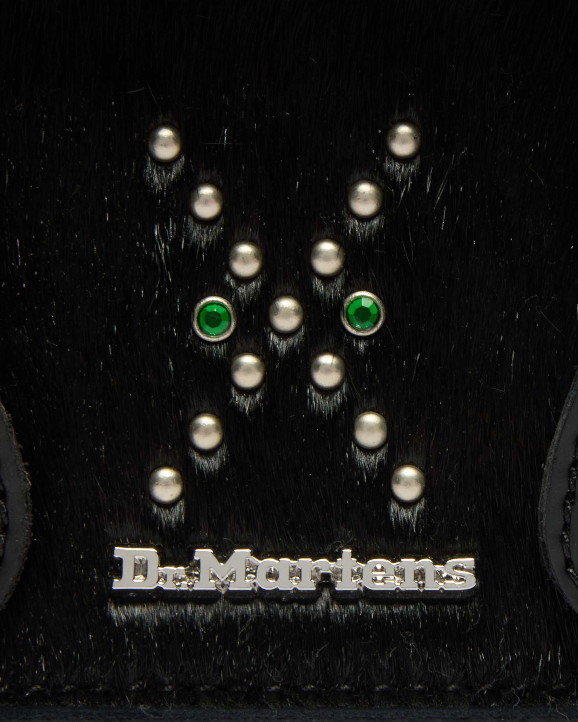 Satchelväska i Hair On- och Kiev-läder – 18 cm in Svart