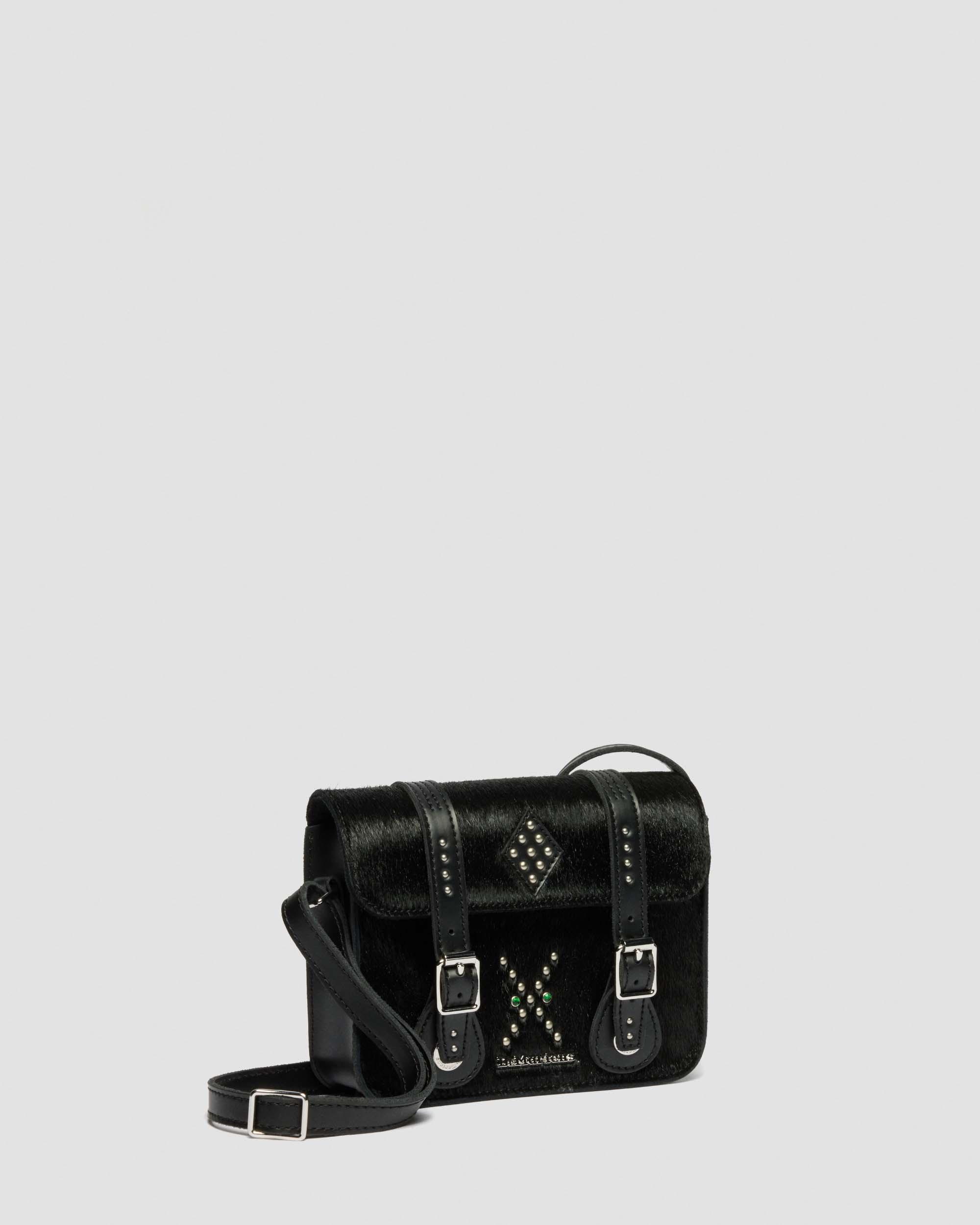 Satchelväska i Hair On- och Kiev-läder – 18 cm in Svart