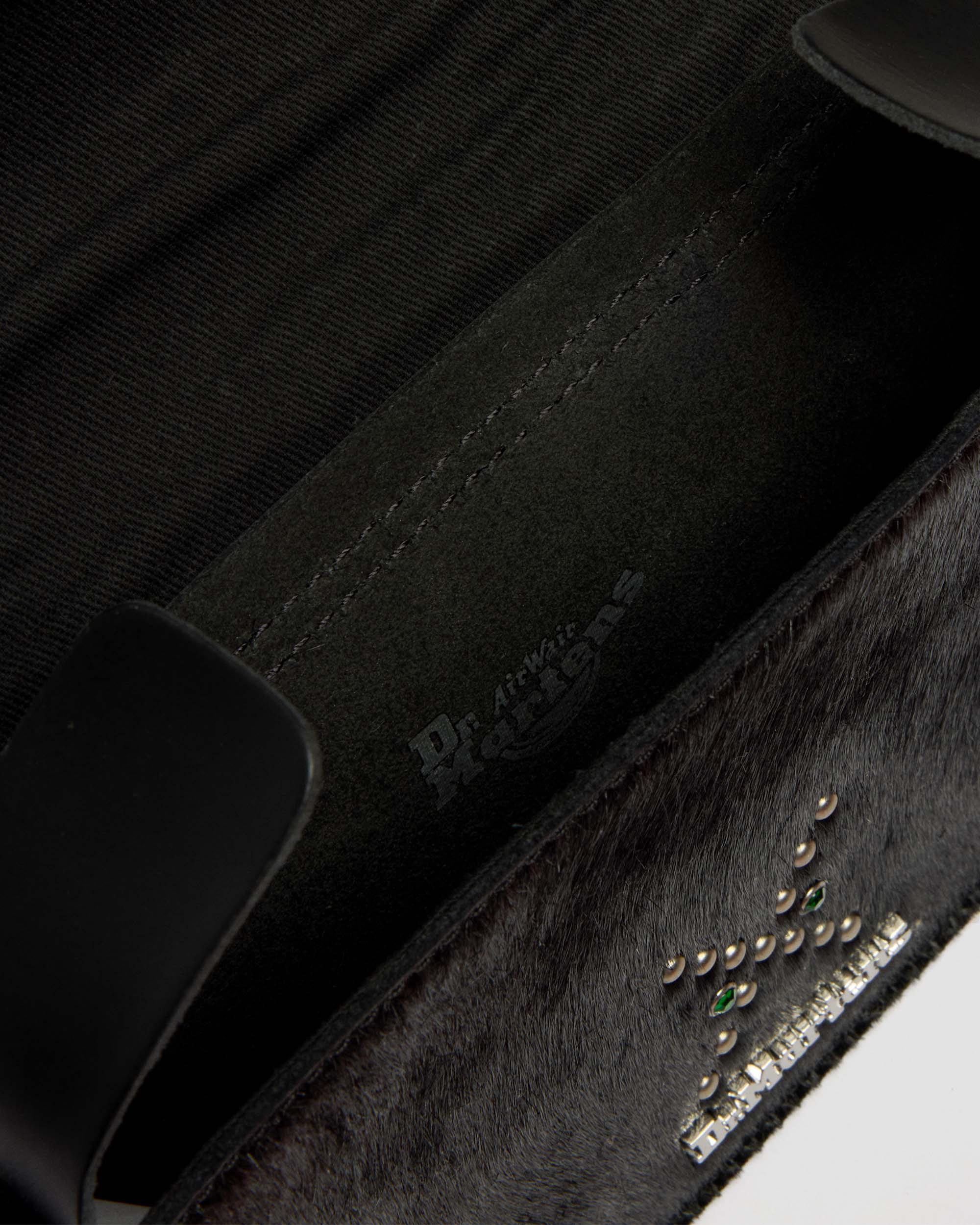 Satchelväska i Hair On- och Kiev-läder – 18 cm in Svart