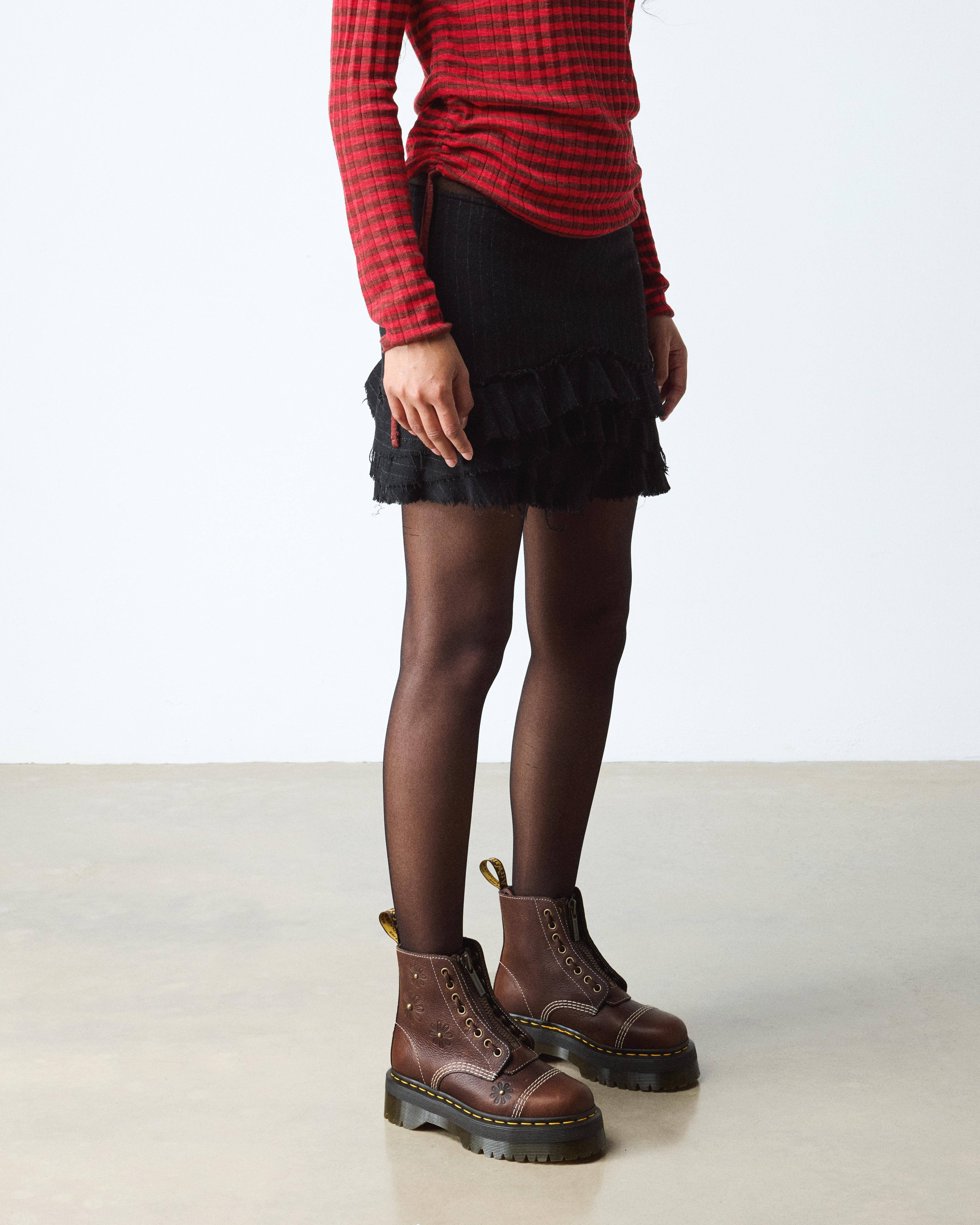 Sinclair Flower Grizzly Leather Platform Boots in Dark Brown