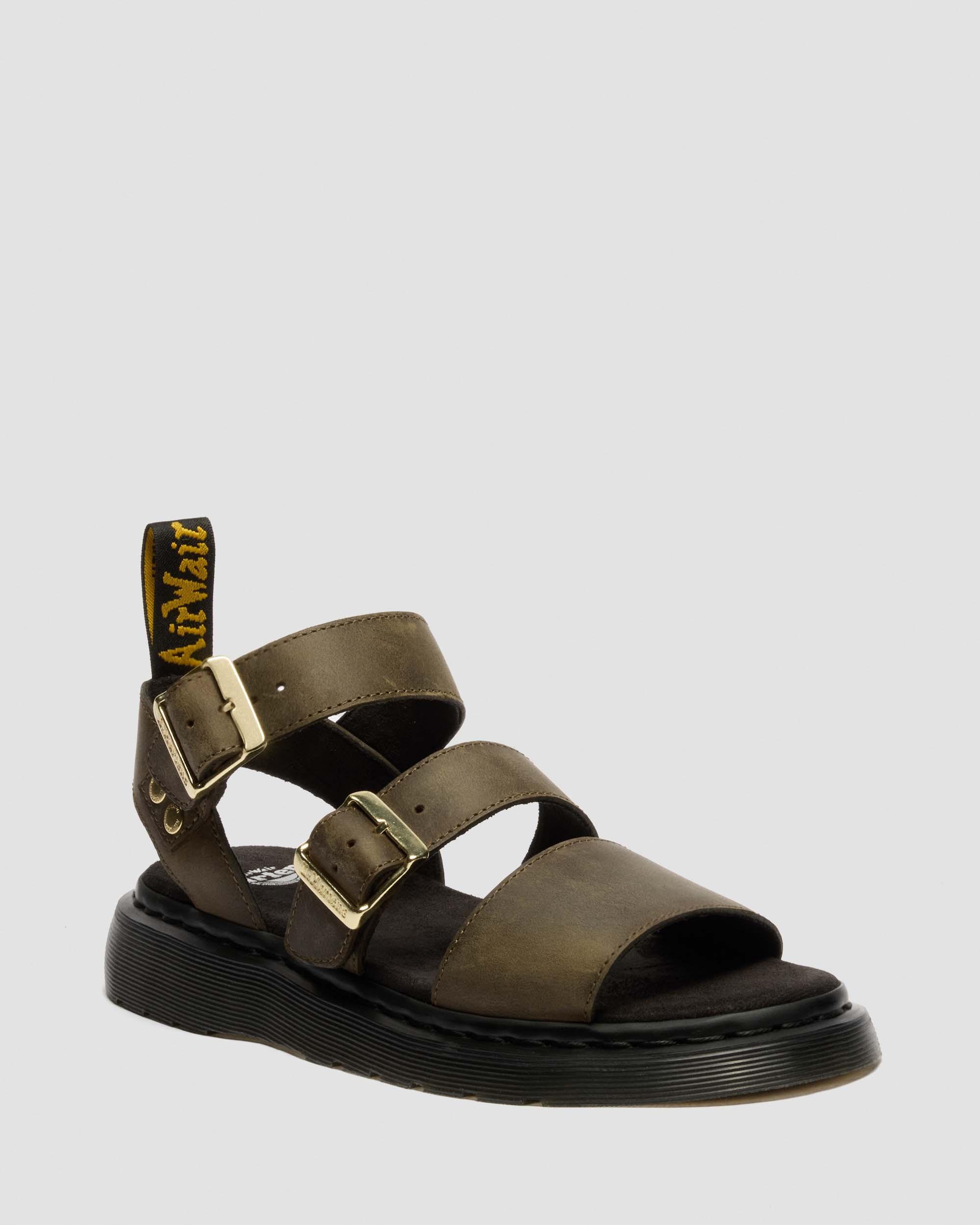 Gryphon Leather Gladiator Sandals in Olive