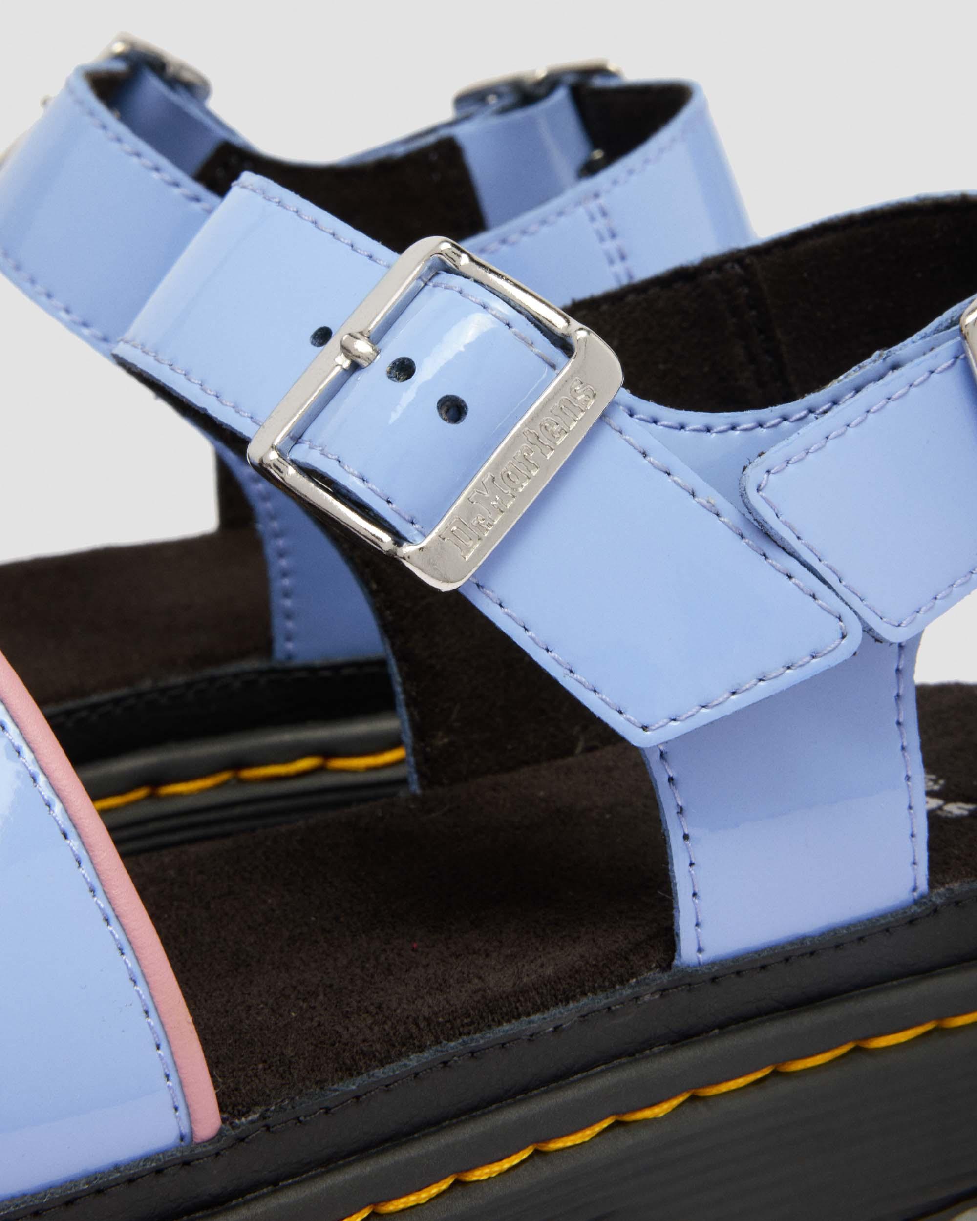Mattison Two Strap Soft Patent Leather Sandals in CORNFLOWER BLUE