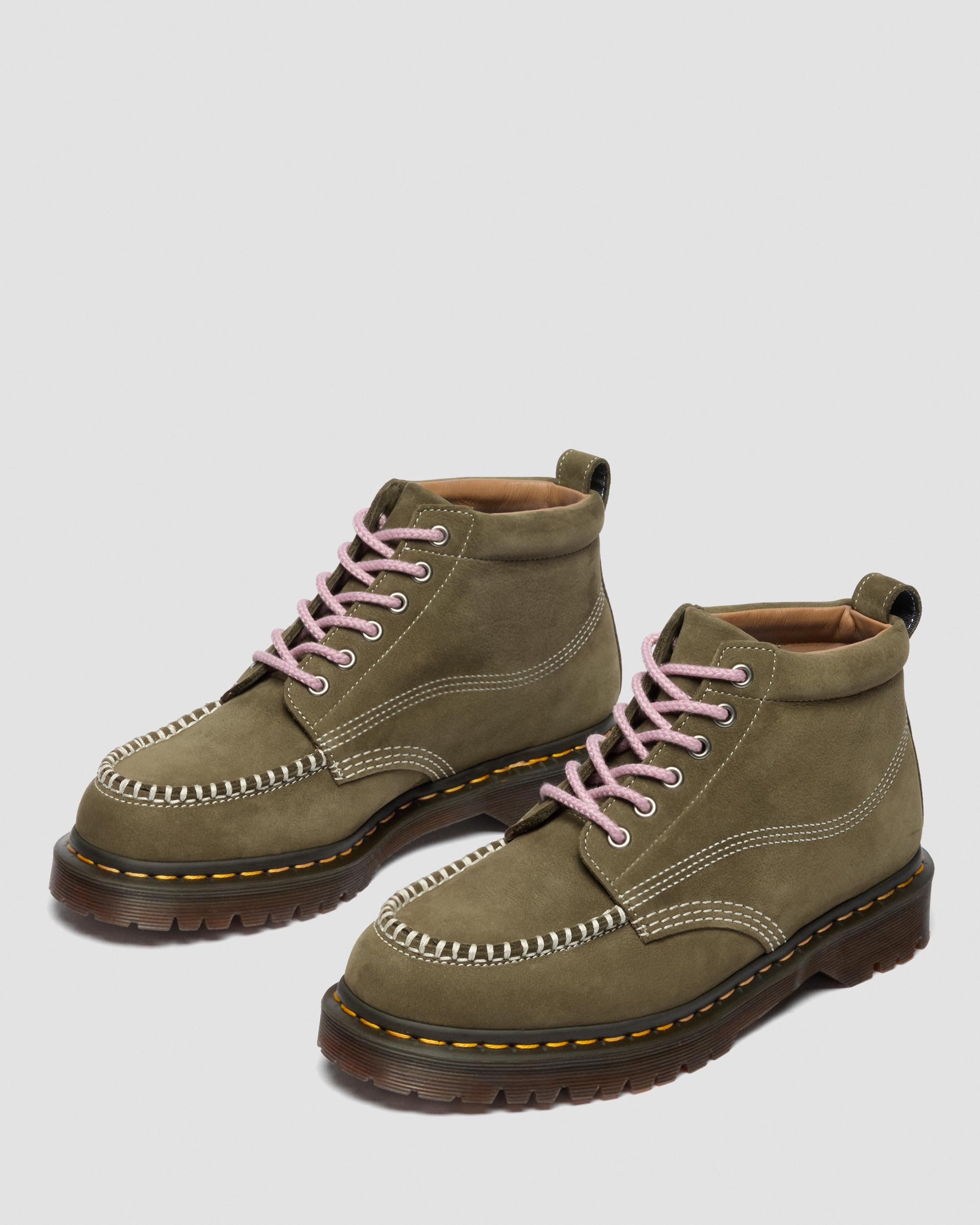 Lowell Chukka Nubuck Moc Toe Ankle Boots in Olive Green