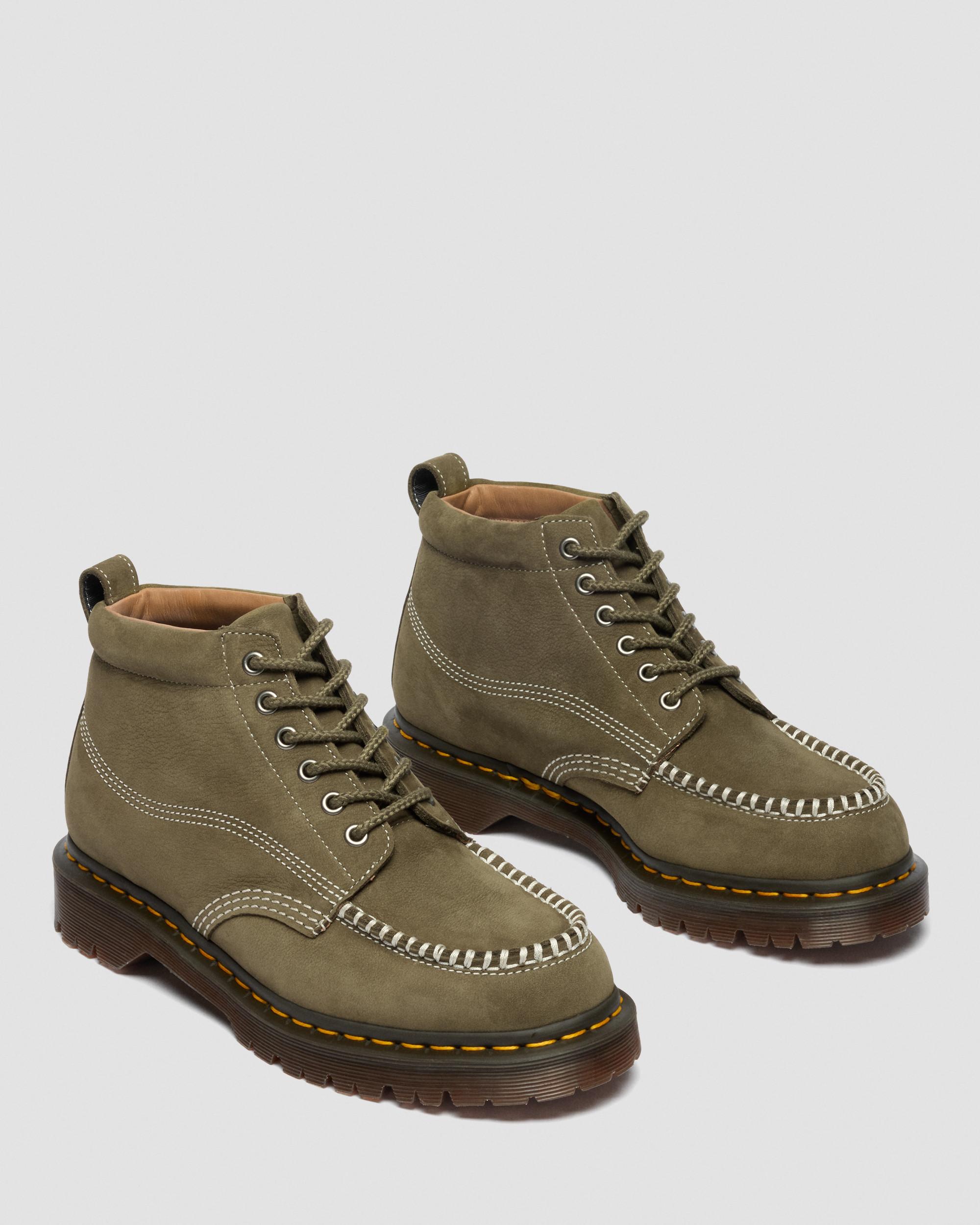 Lowell Chukka Nubuck Moc Toe Ankle Boots in Olive Green