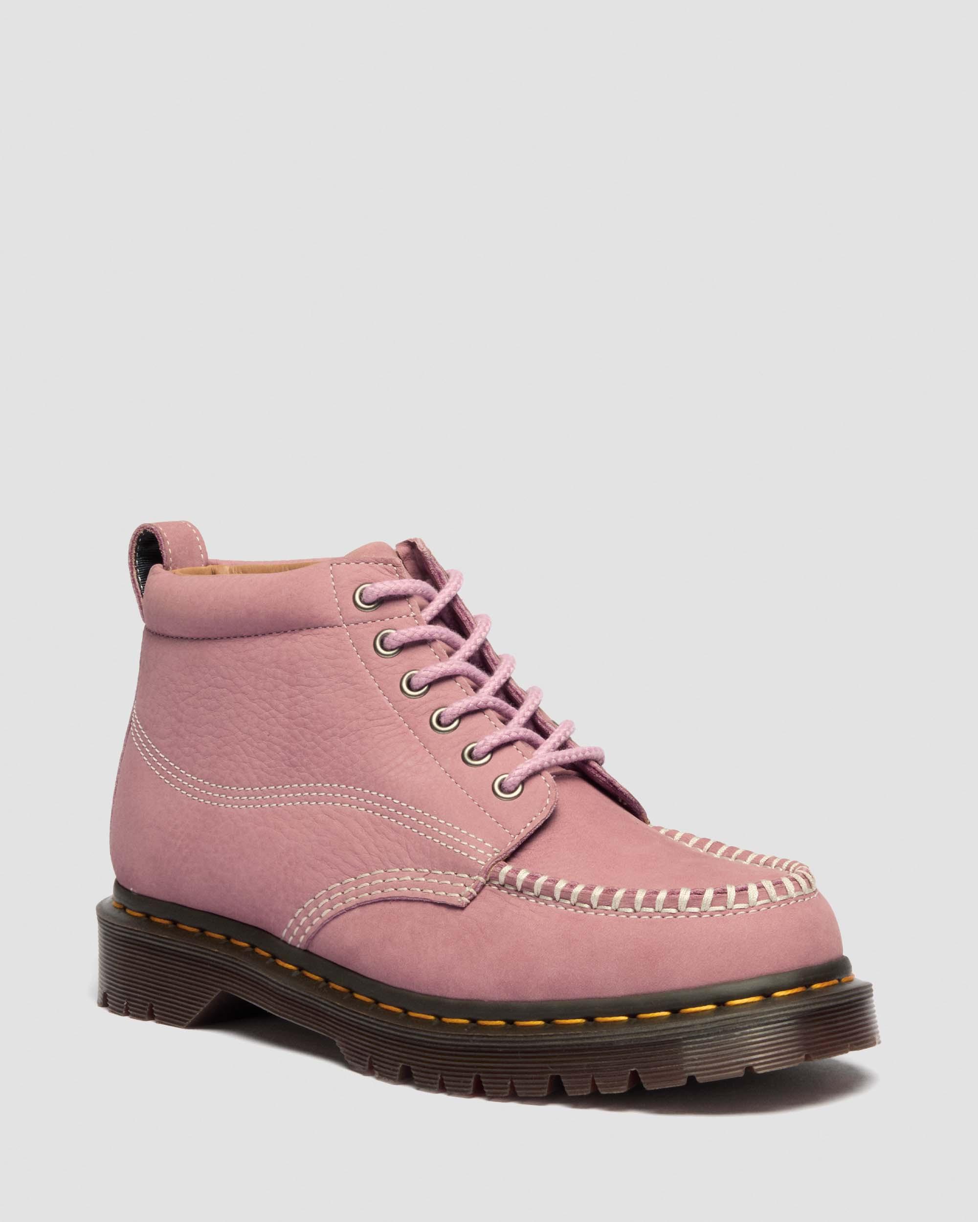 Lowell Chukka Nubuck Moc Toe Ankle Boots in Dusty Rose Pink