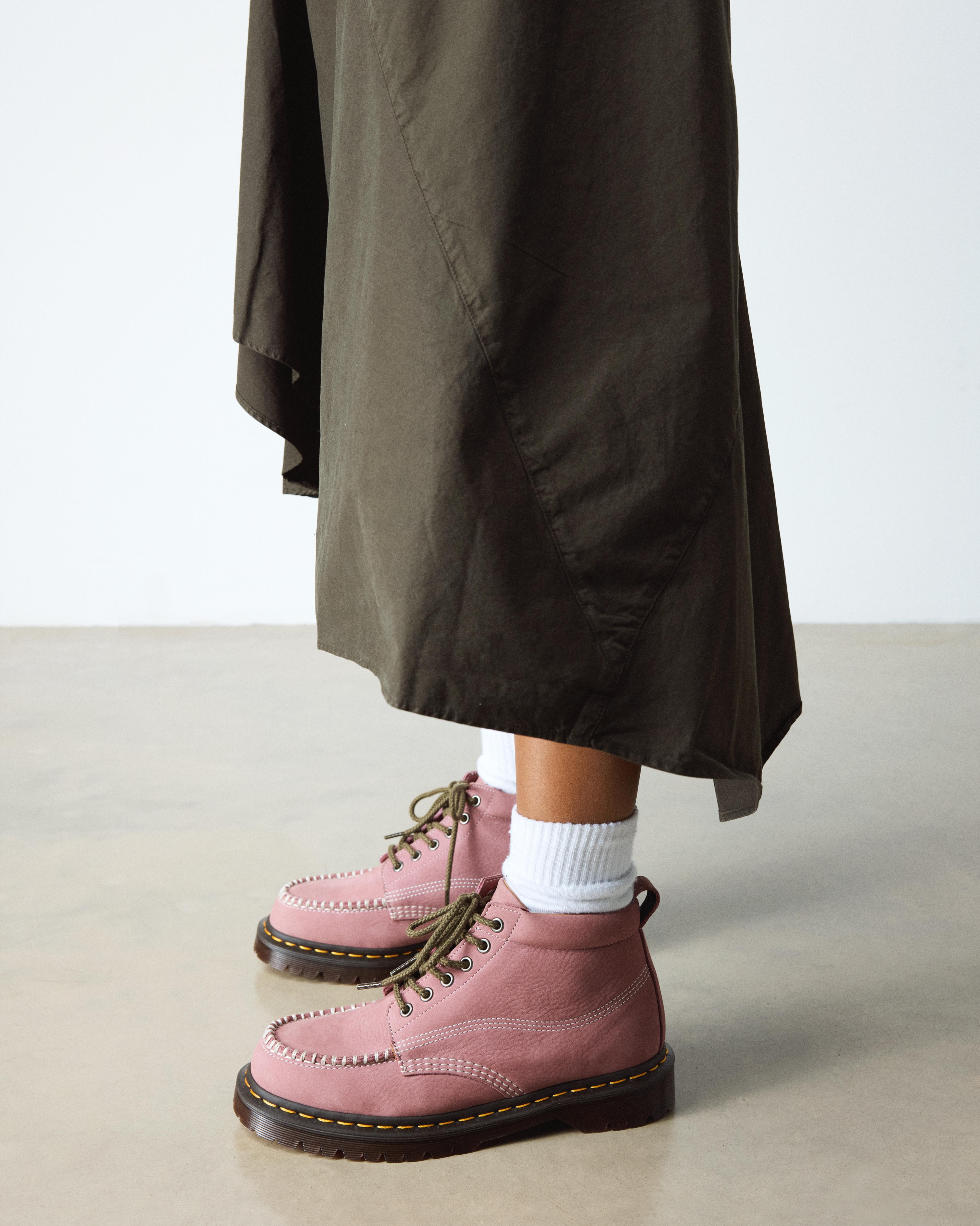 Lowell Chukka Nubuck Moc Toe Ankle Boots in Dusty Rose Pink