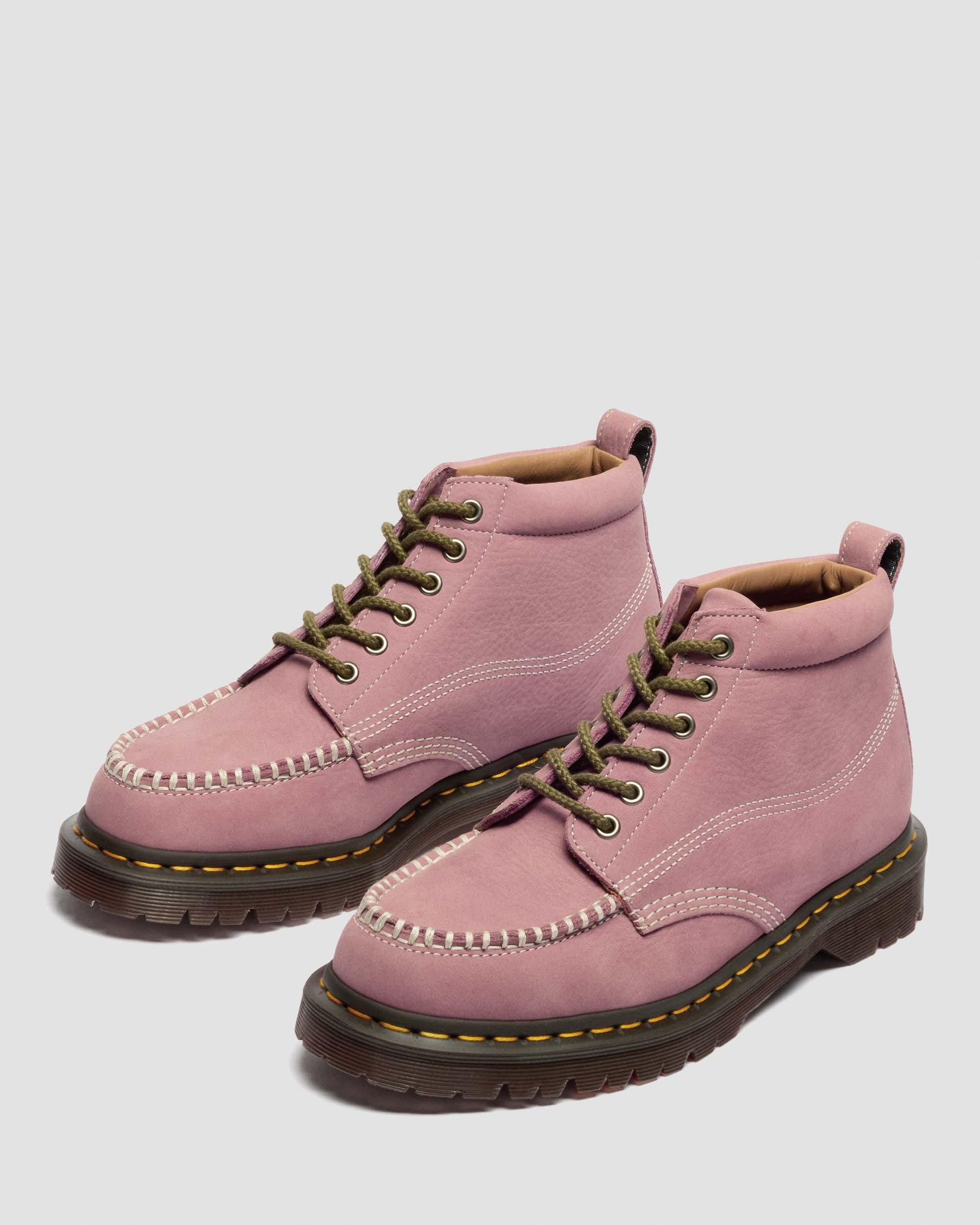 Lowell Chukka Nubuck Moc Toe Ankle Boots in Dusty Rose Pink