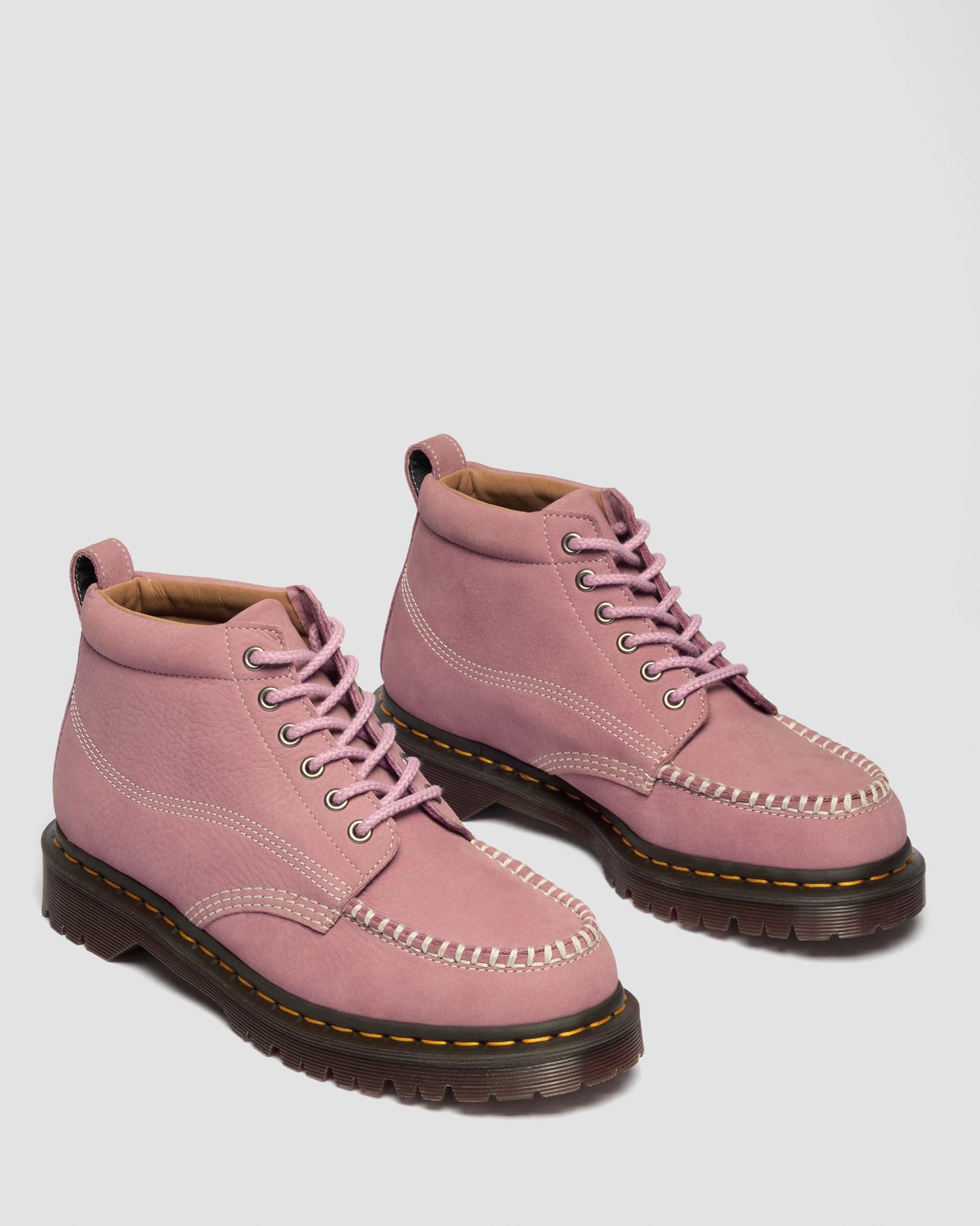Lowell Chukka Nubuck Moc Toe Ankle Boots in Dusty Rose Pink