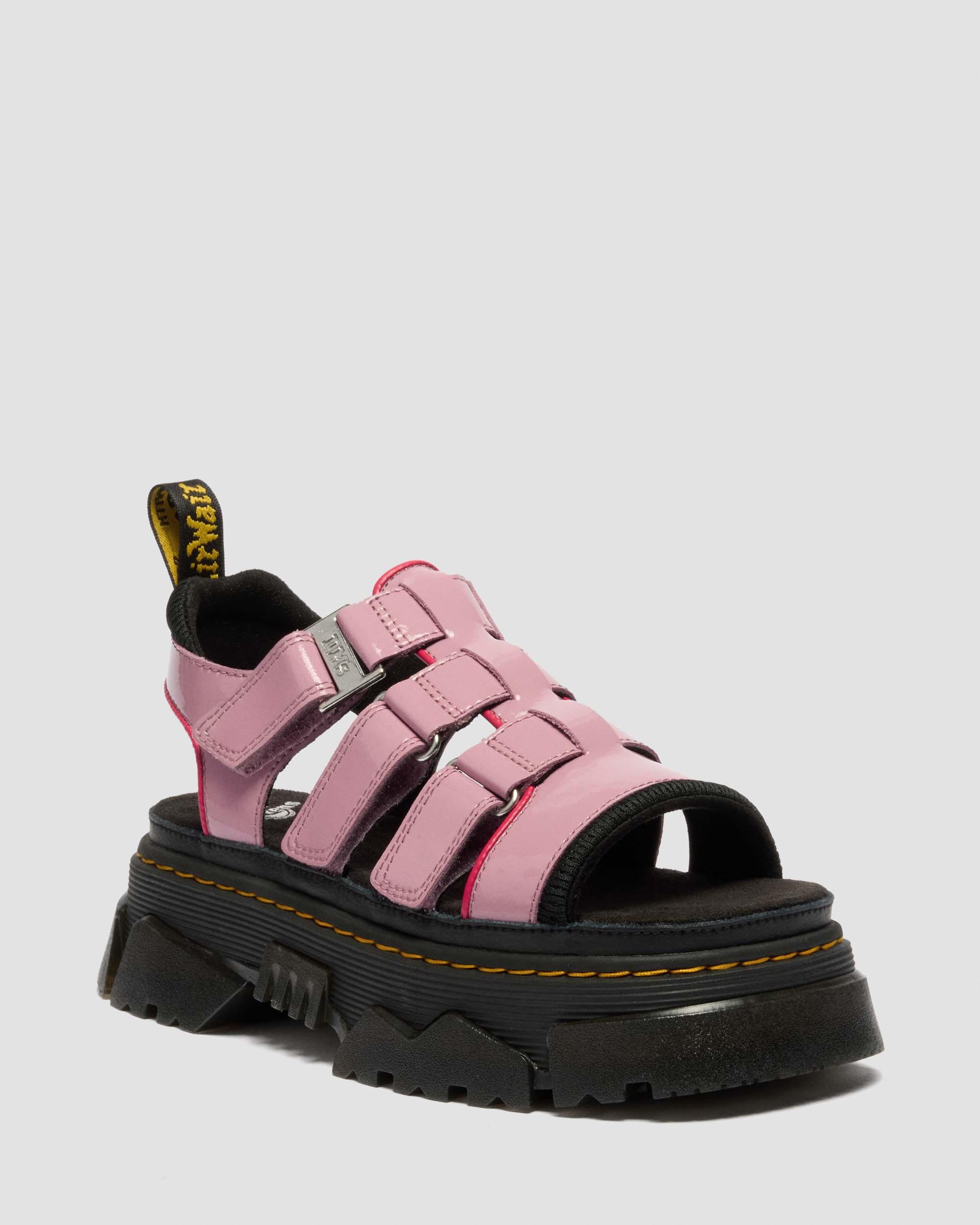 Dr. Martens Mattison Soft Lackleder Sandalen Mit 3 Riemen in Rosa, Größe: 43 3E1924E9C41BB76A4352846C32E150C2