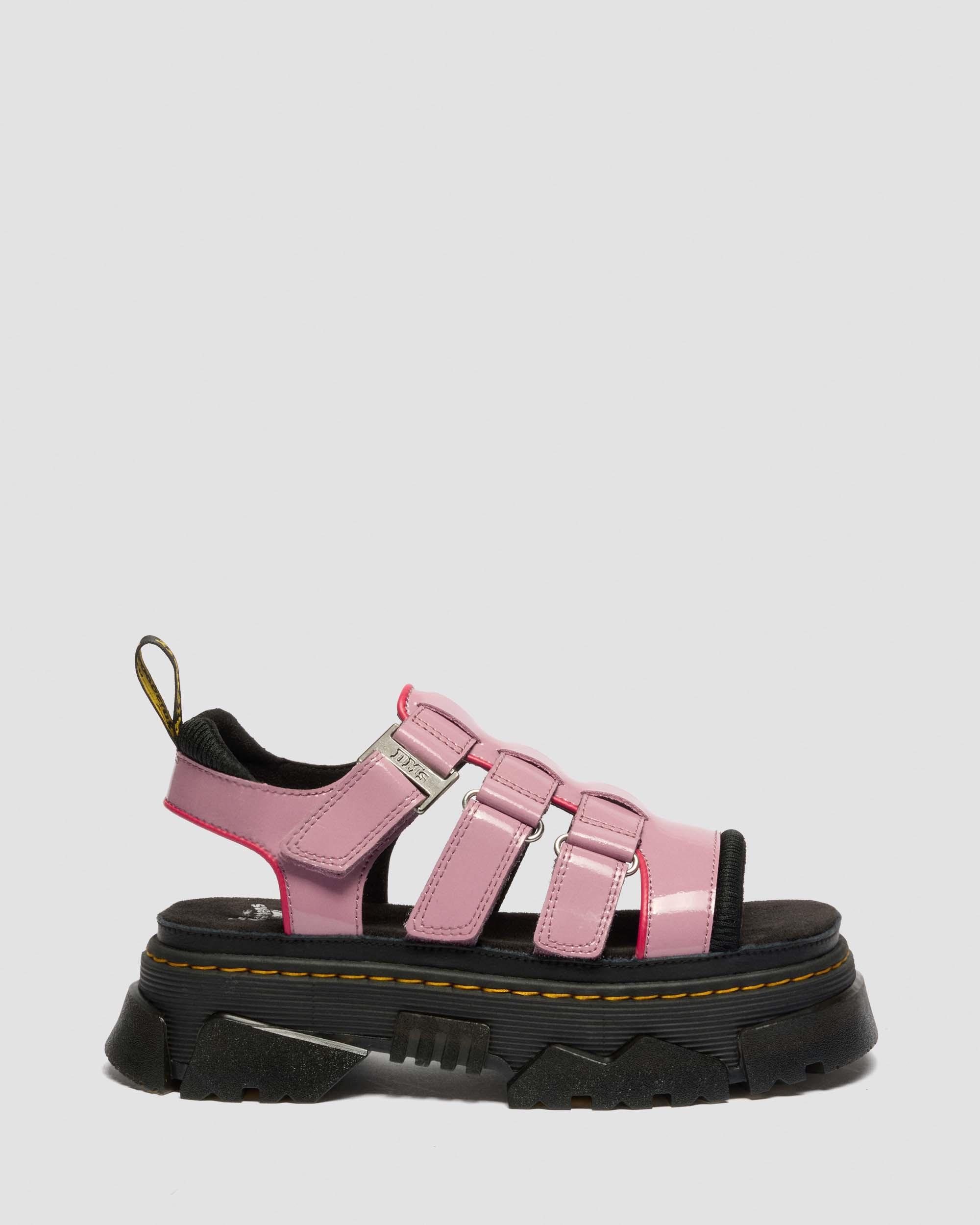Mattison Zachte Lakleren Sandalen met Drie Riemen in Dusty Roze