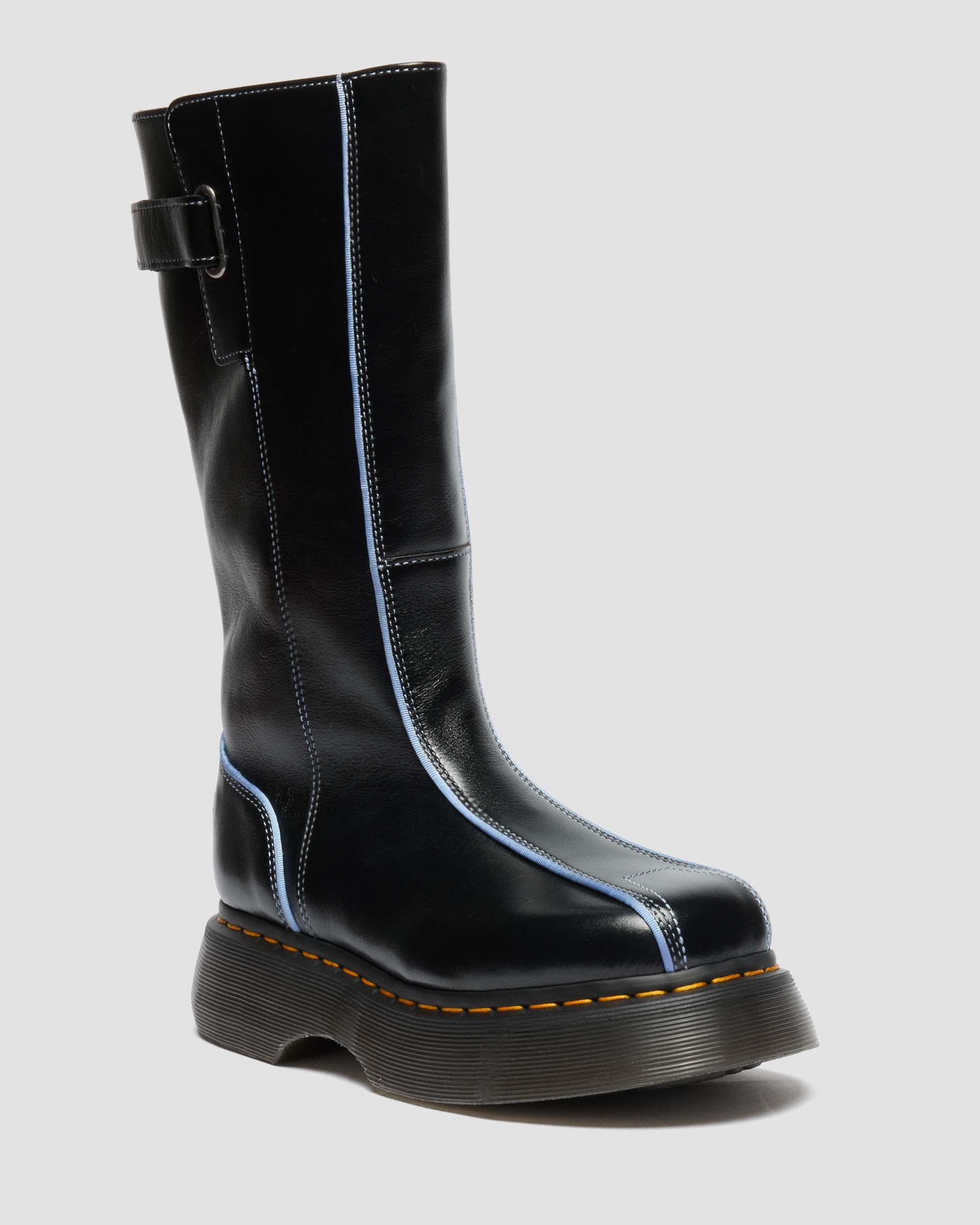 Buzz Hi Gloss Leather Boots in Black