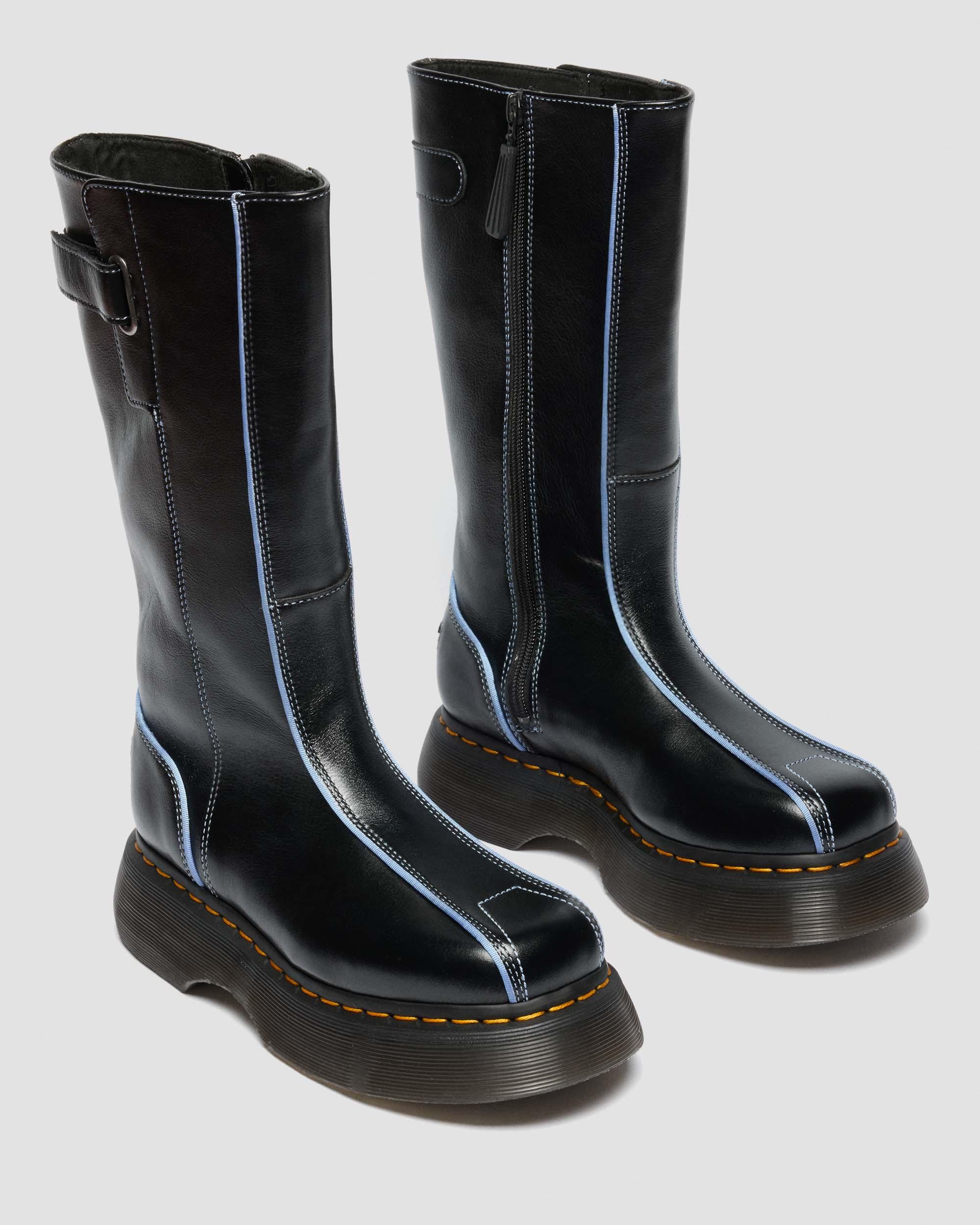 Buzz Hi Gloss Leather Boots in Black