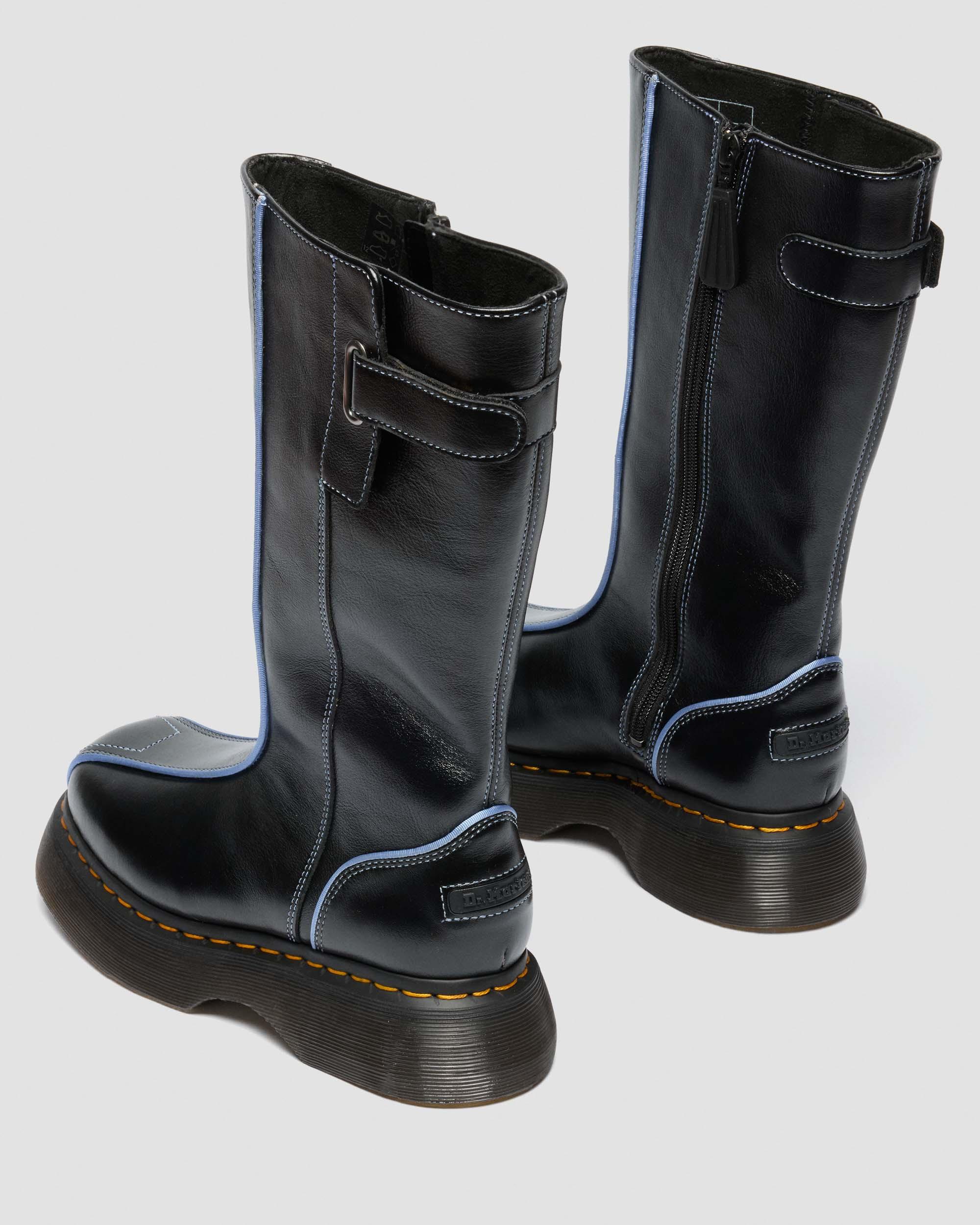 Buzz Hi Gloss Leather Boots in Black