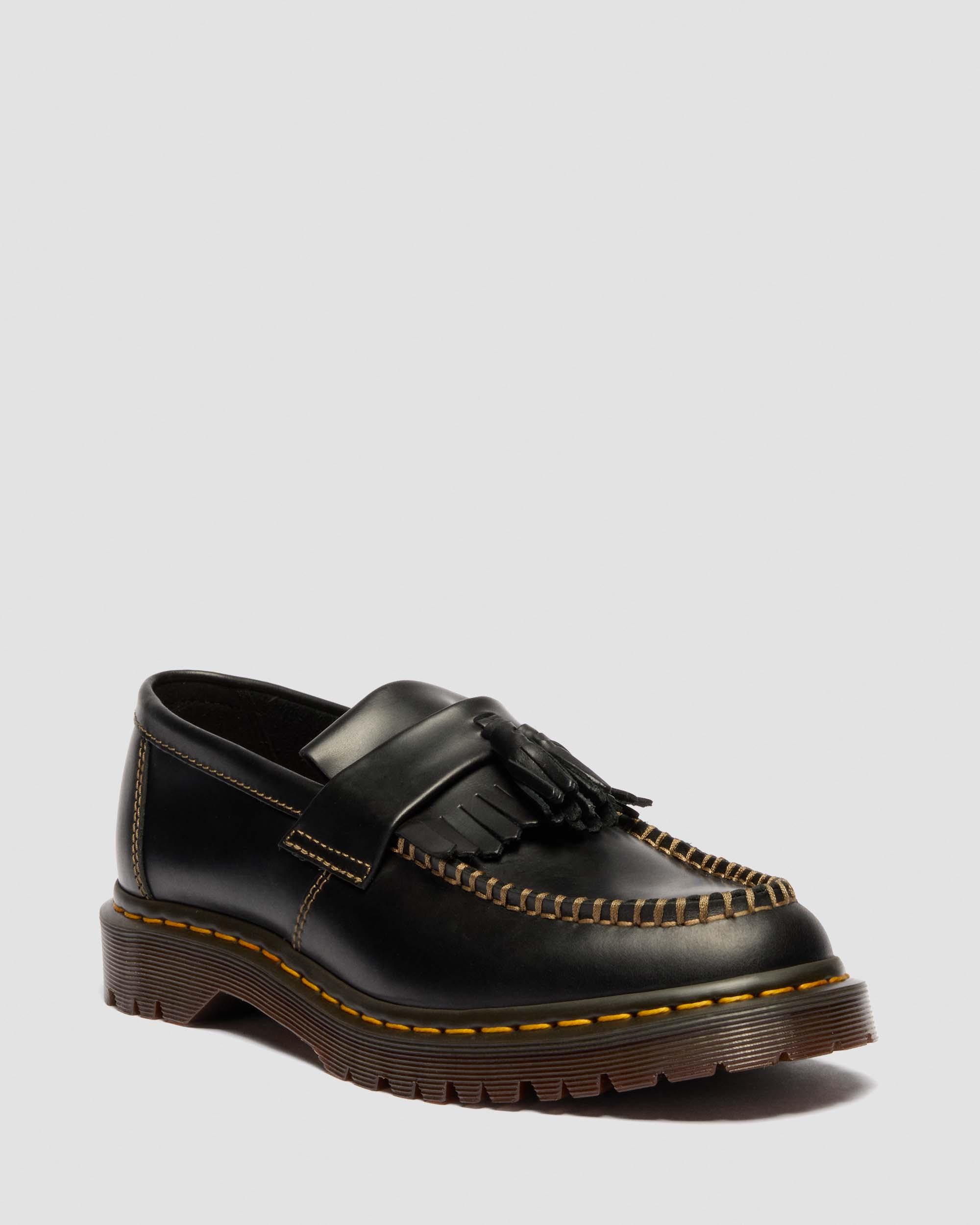 Adrian Orleans Leather Tassel Loafers in Black