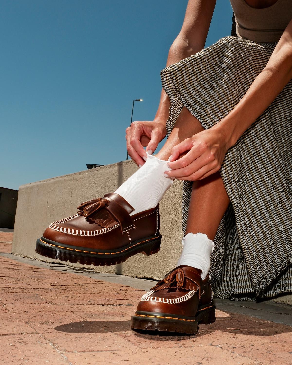 Adrian Orleans Leather Tassel Loafers in Brown