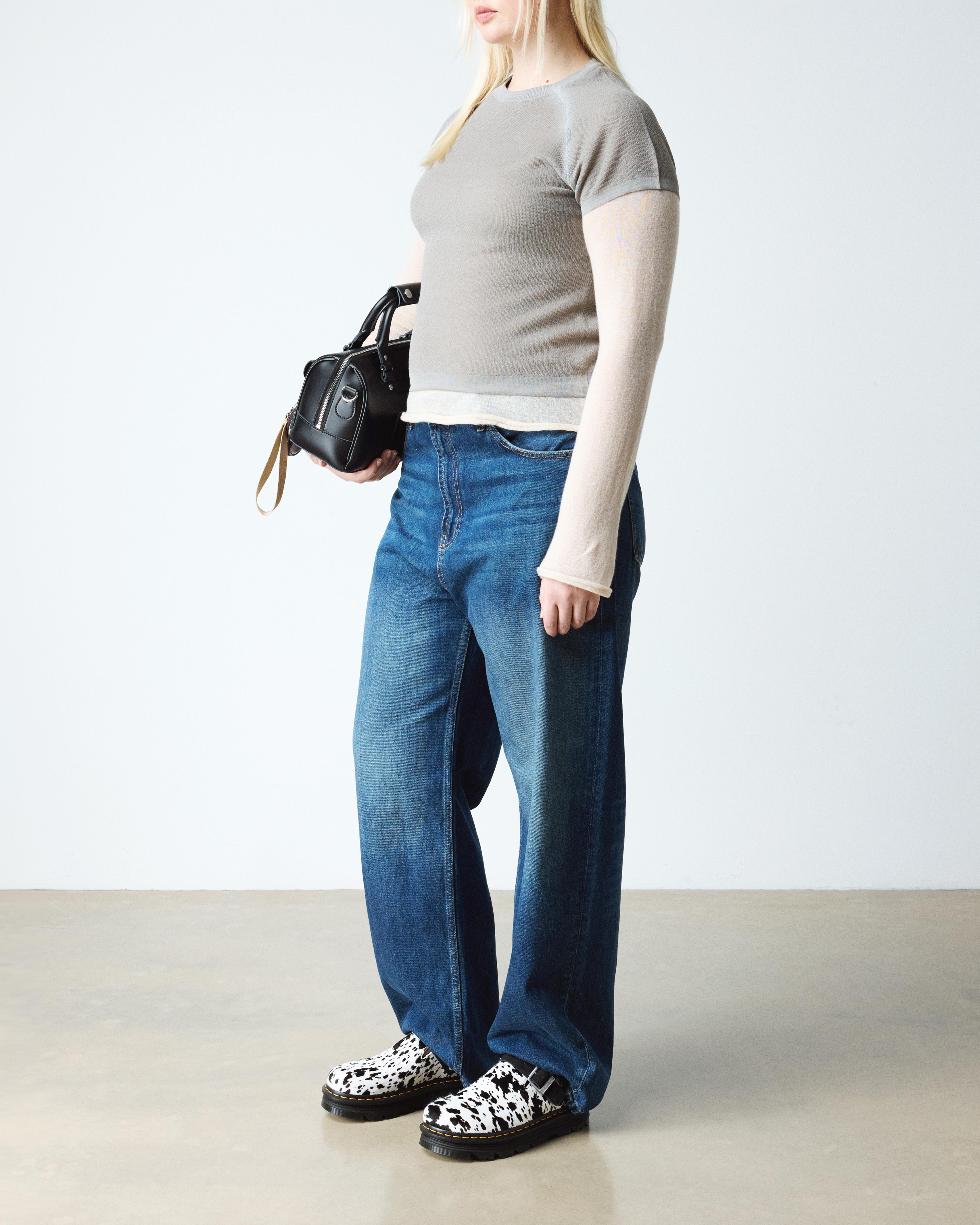 Zebzag Dalmatian Hair On Leather Platform Mules in Cream & Black