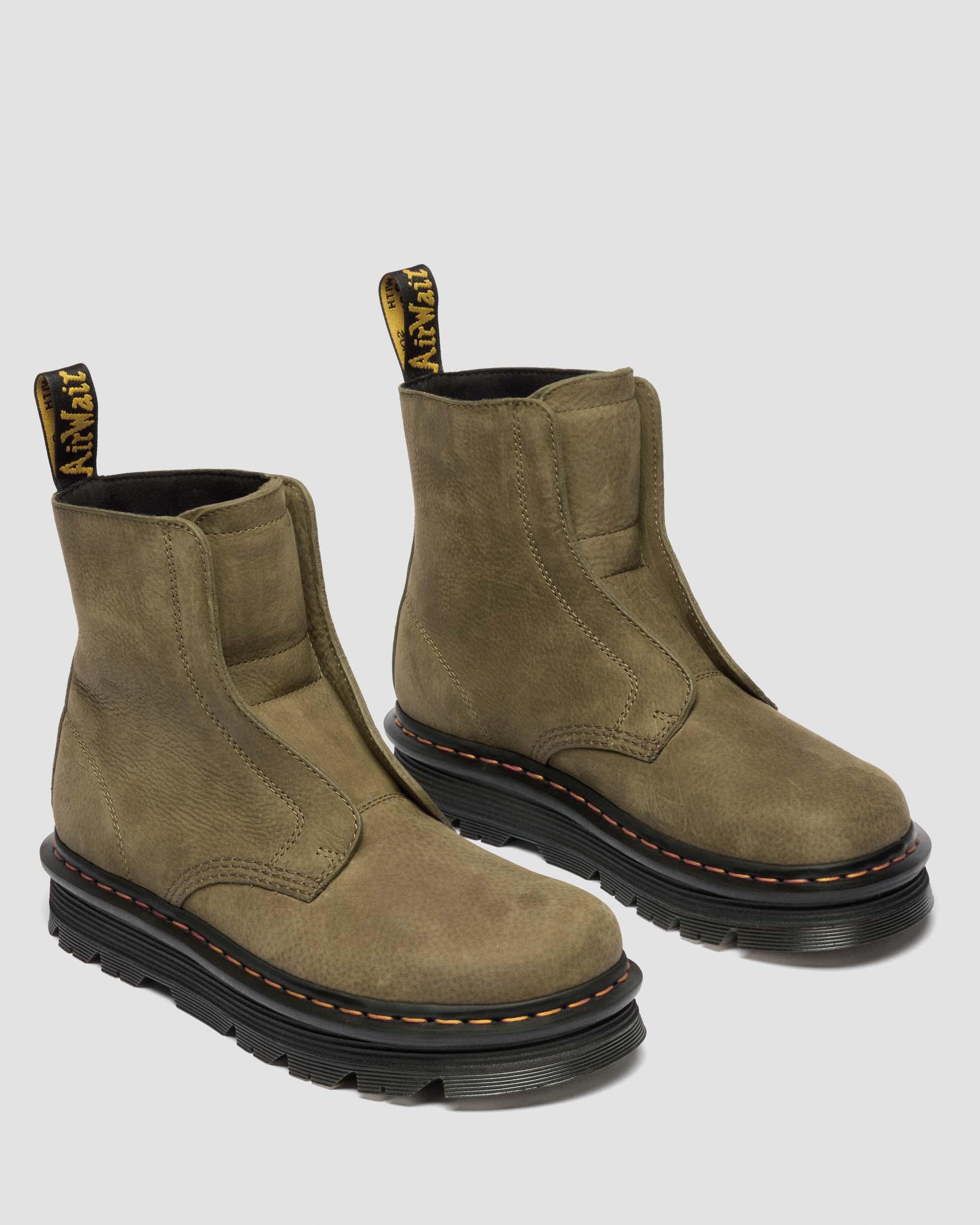 Zebzag Laceless Nubuck Boots in DMS OLIVE | Dr. Martens™