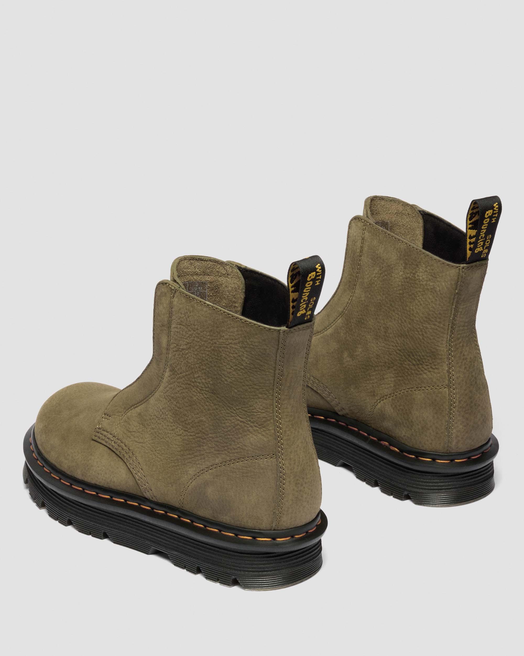 Zebzag Laceless Nubuck Boots in DMS OLIVE | Dr. Martens™