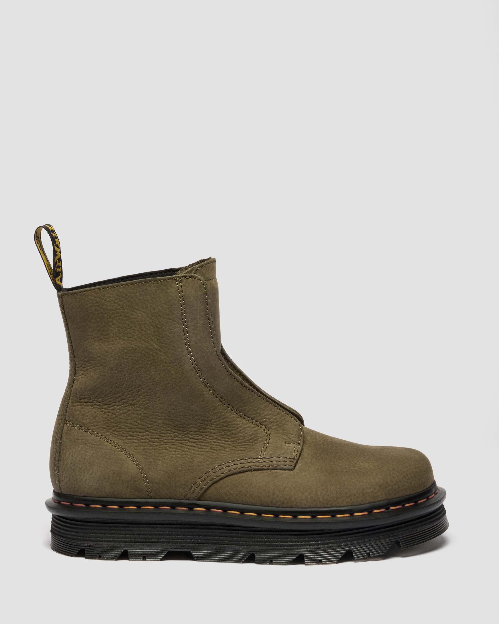 Zebzag Laceless Nubuck Boots in Dms Olive | Dr. Martens