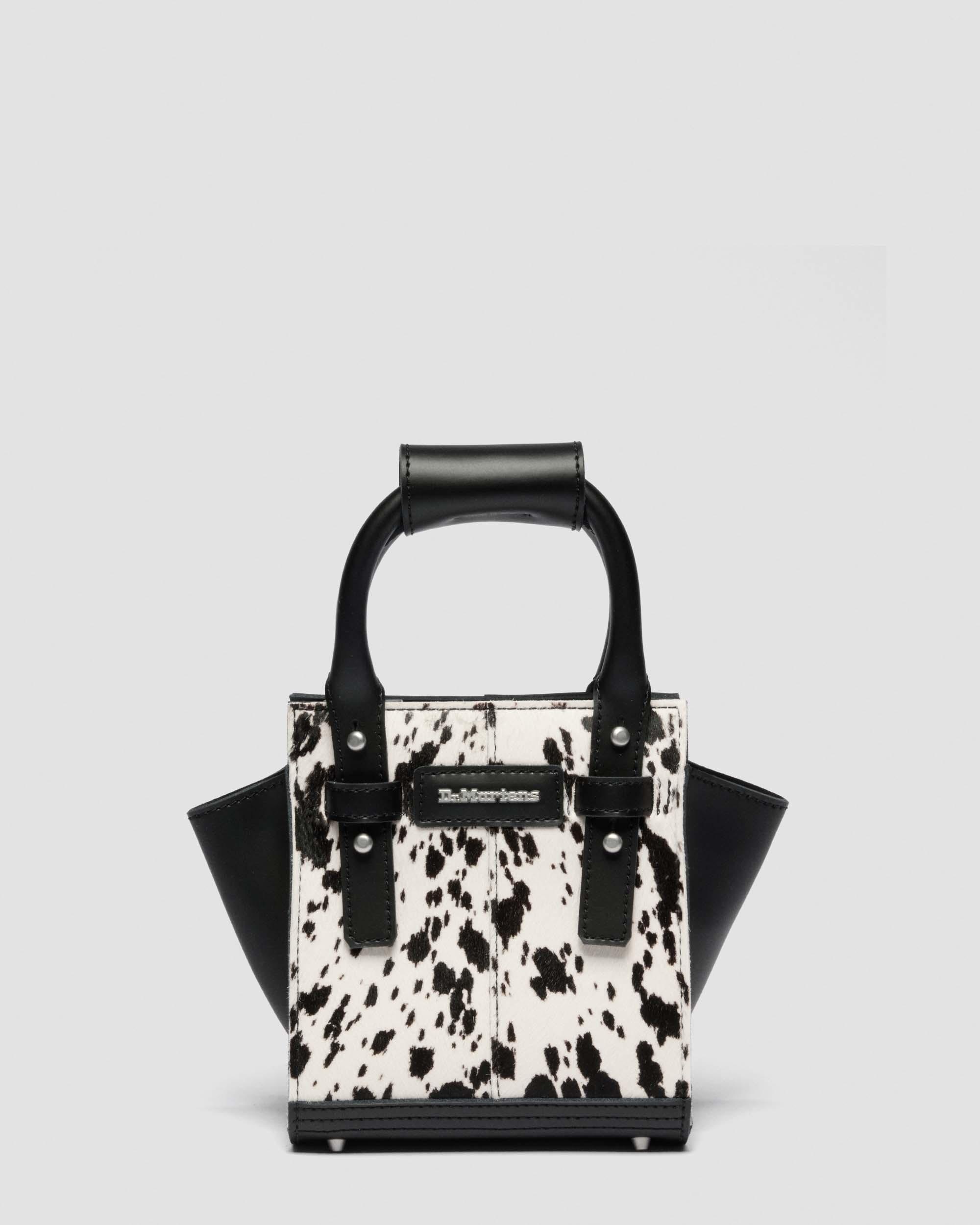 Extra Small Dalmatian Hair On Leather Tote Bag in Crème & Noir
