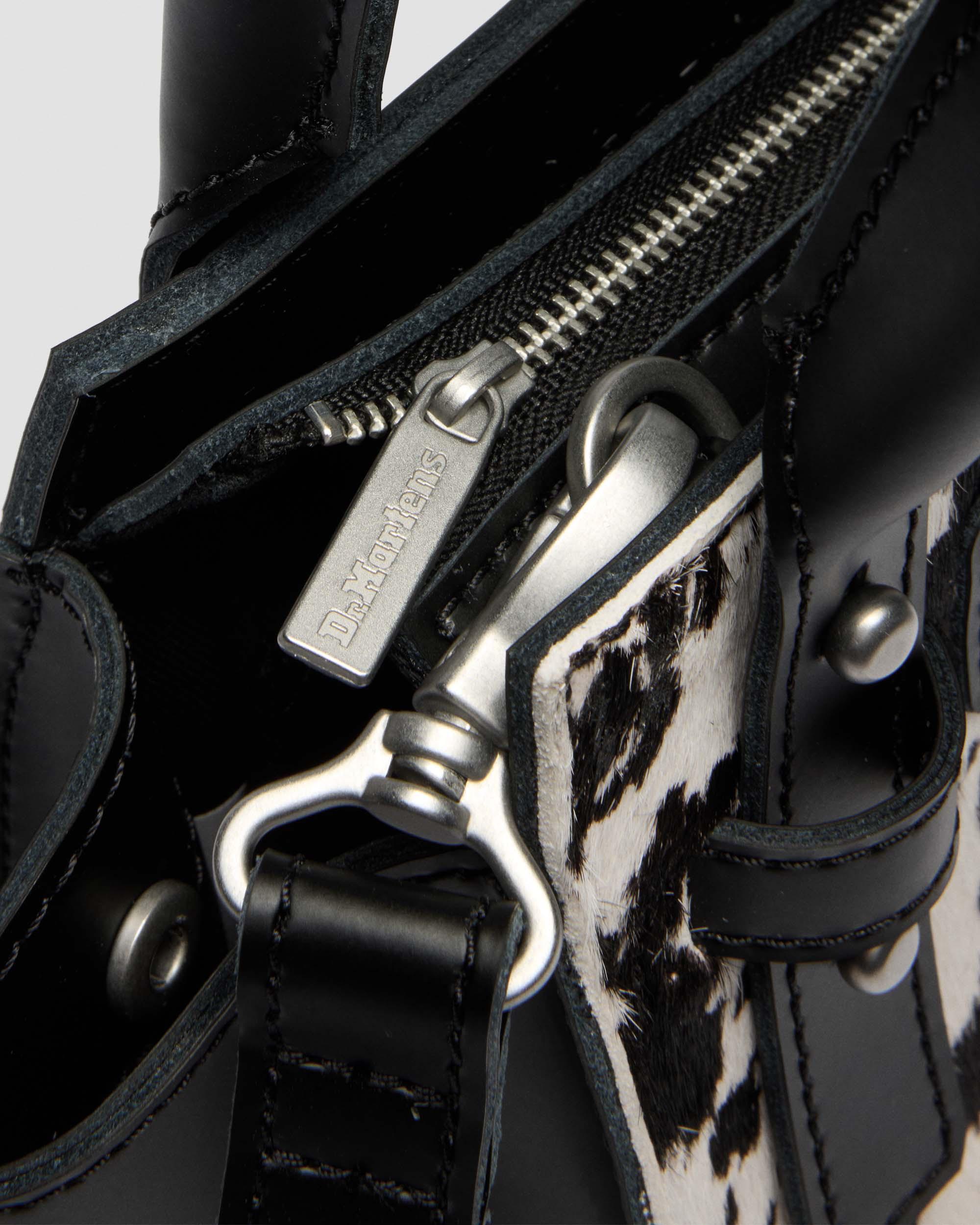 Extra Small Dalmatian Hair On Leather Tote Bag in Crème & Noir