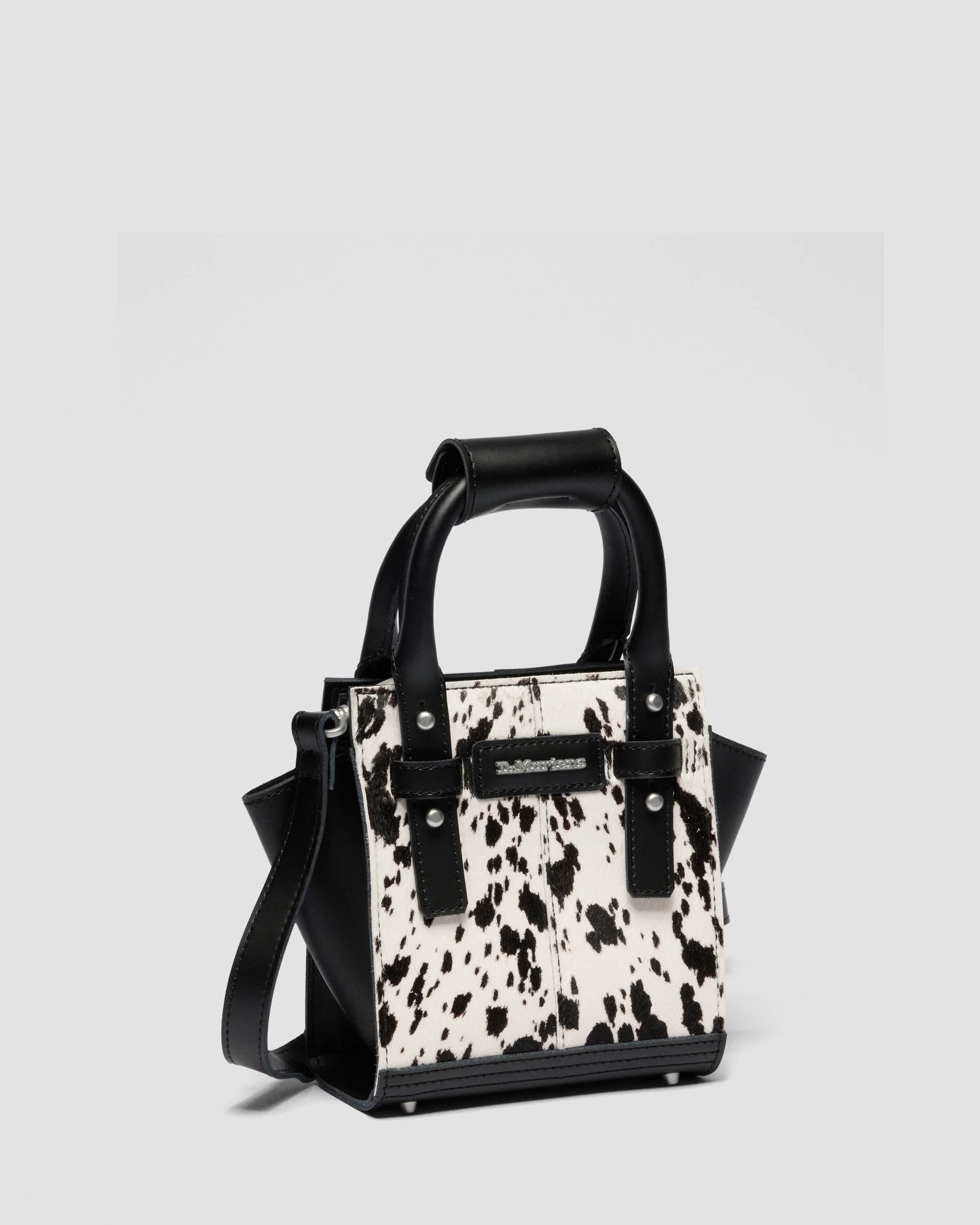 Extra Small Dalmatian Hair On Leather Tote Bag in Crème & Noir