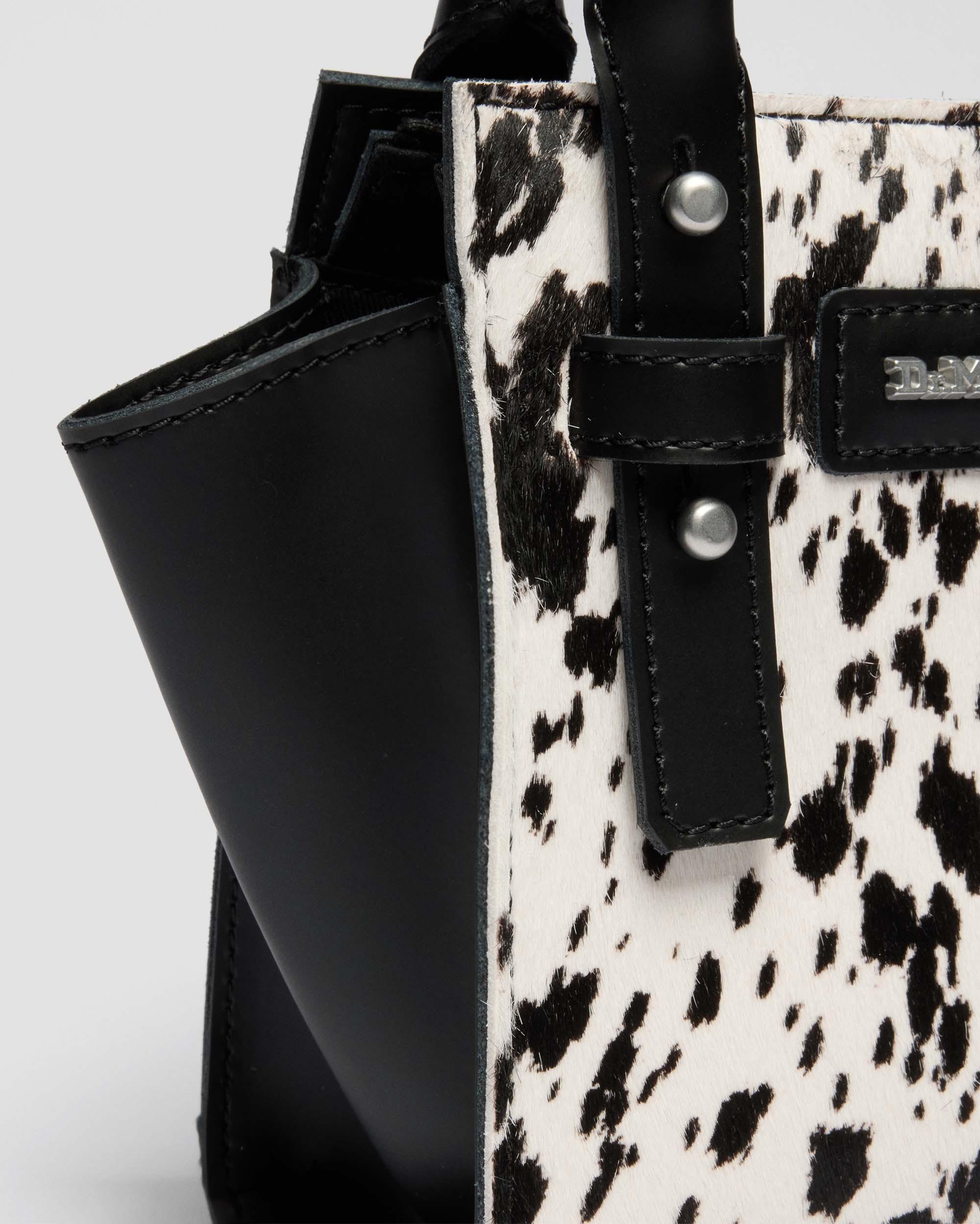Extra Small Dalmatian Hair On Leather Tote Bag in Crème & Noir