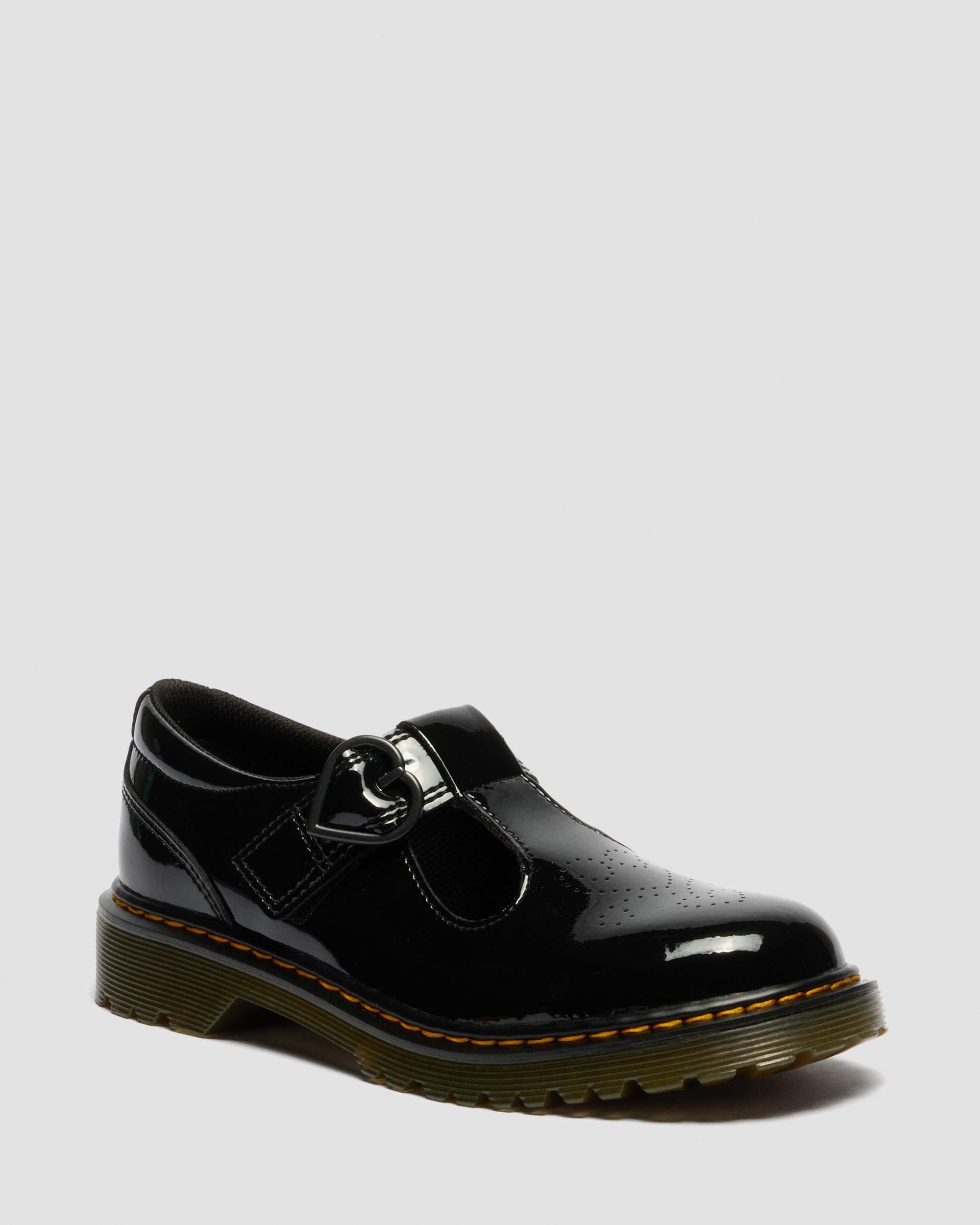 Youth Polly II Heart Patent Leather Shoes in BLACK | Dr. Martens™