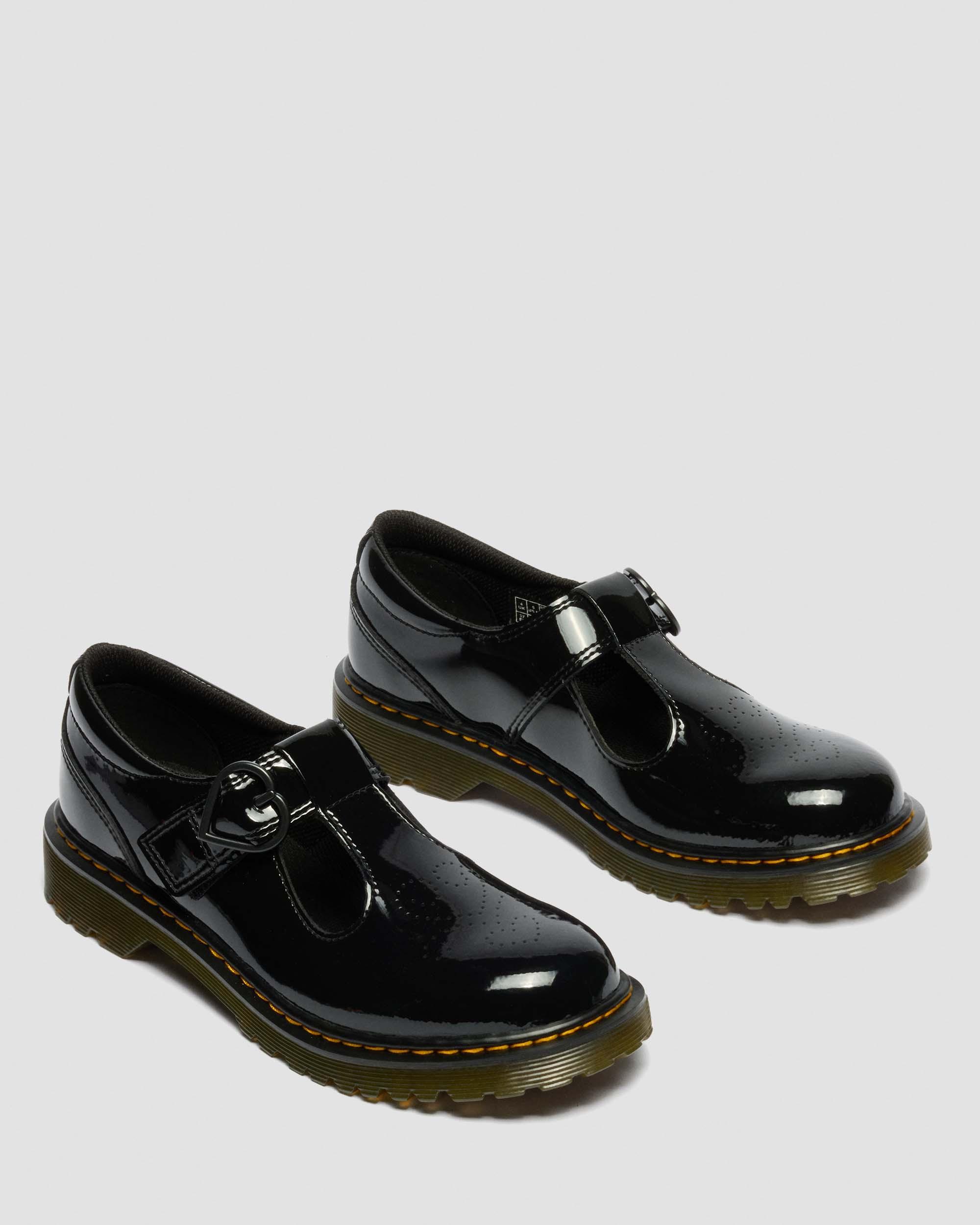 Youth Polly II Heart Patent Leather Shoes in BLACK | Dr. Martens™