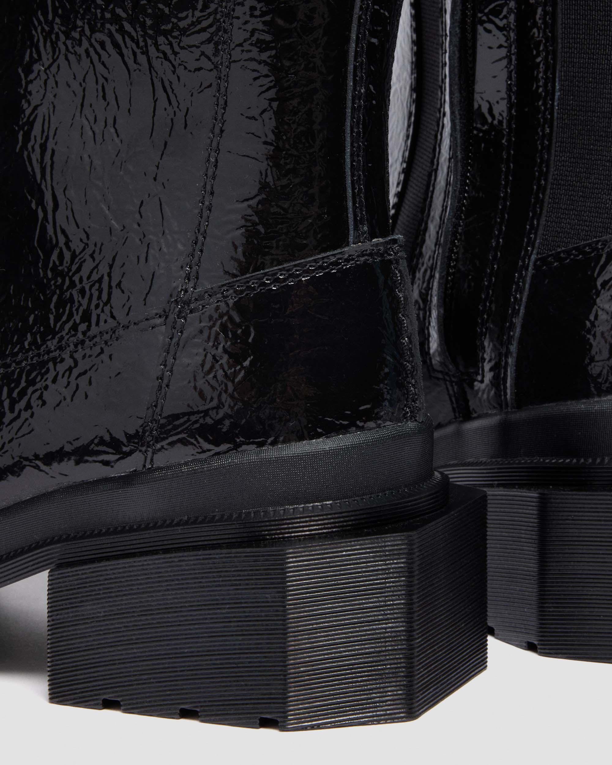 Maybole Hoge Lakleren Chelsea Boots met Vierkante Neus in Zwart