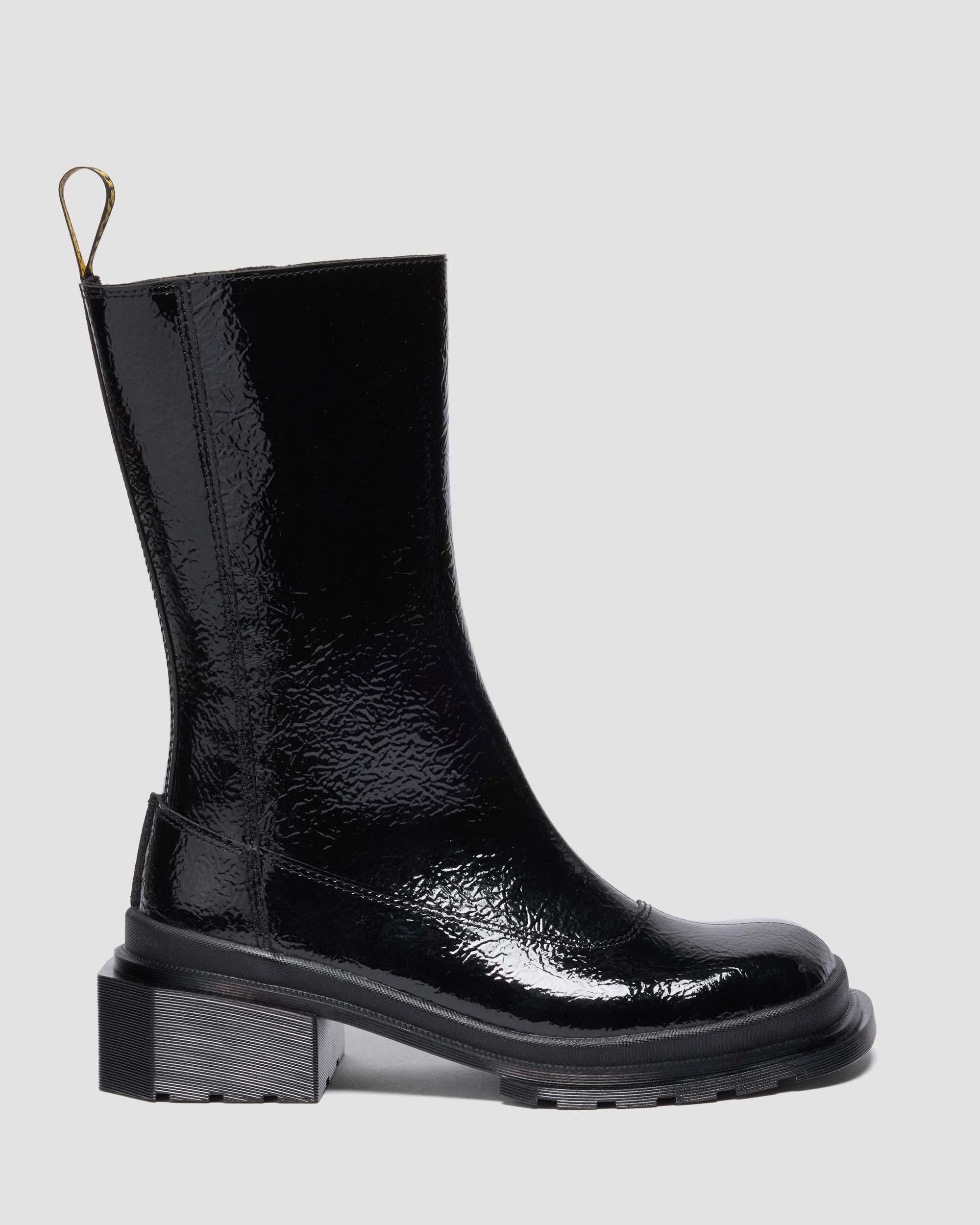 Maybole Hoge Lakleren Chelsea Boots met Vierkante Neus in Zwart