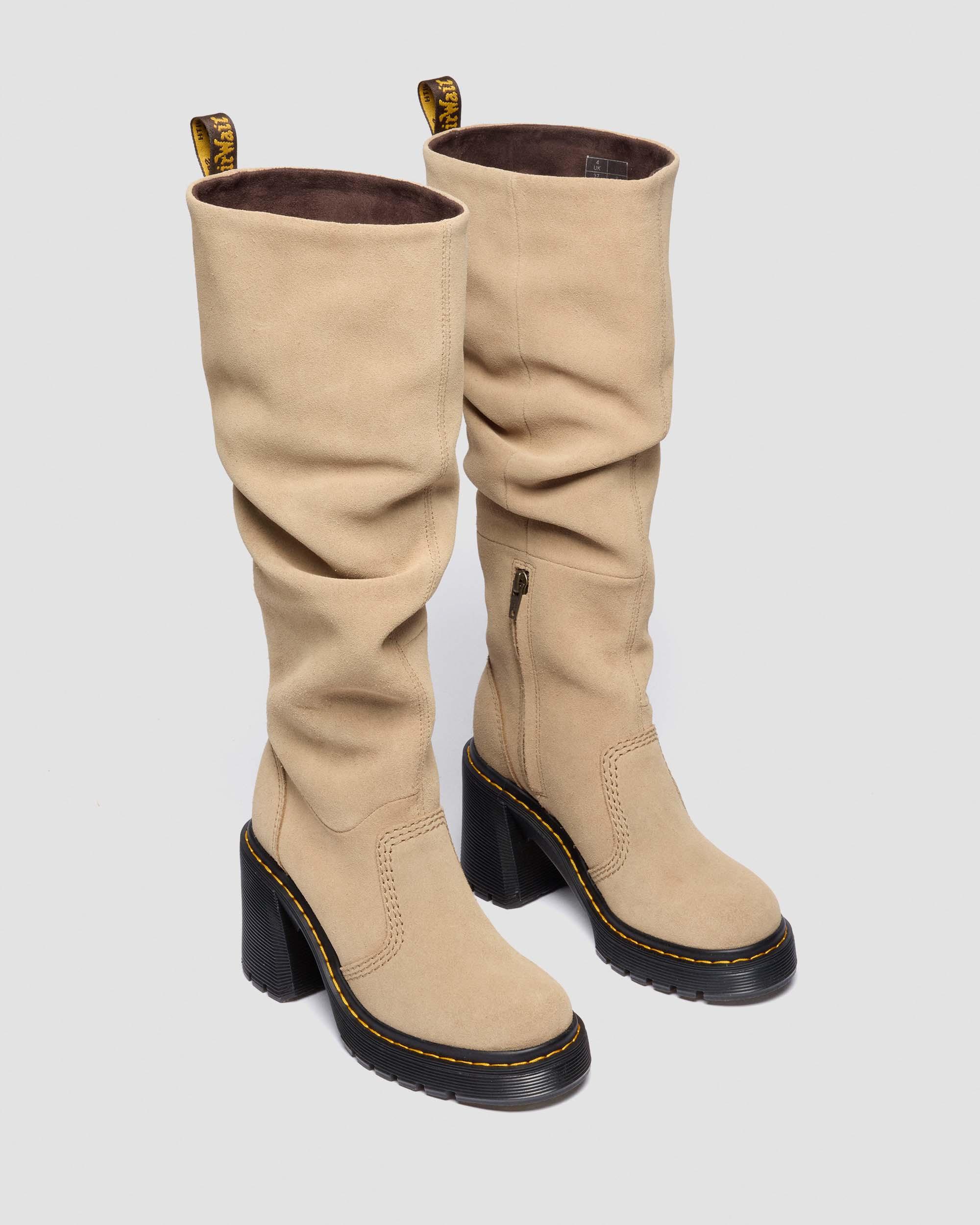 STIVALI ALTI KASEY IN CAMOSCIO CON TACCO in Camel