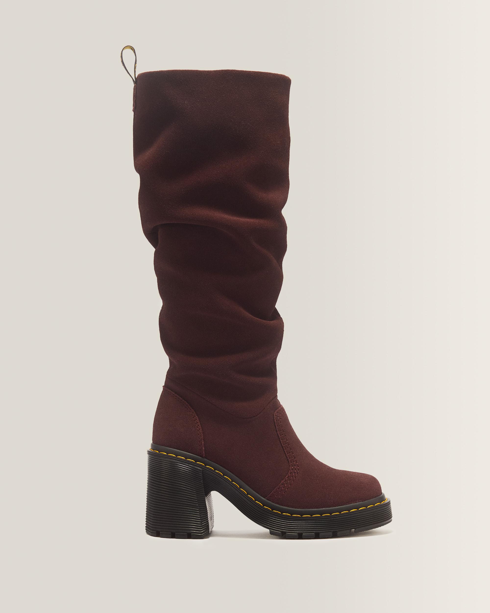 Kasey Suede Knee High Heeled Boots