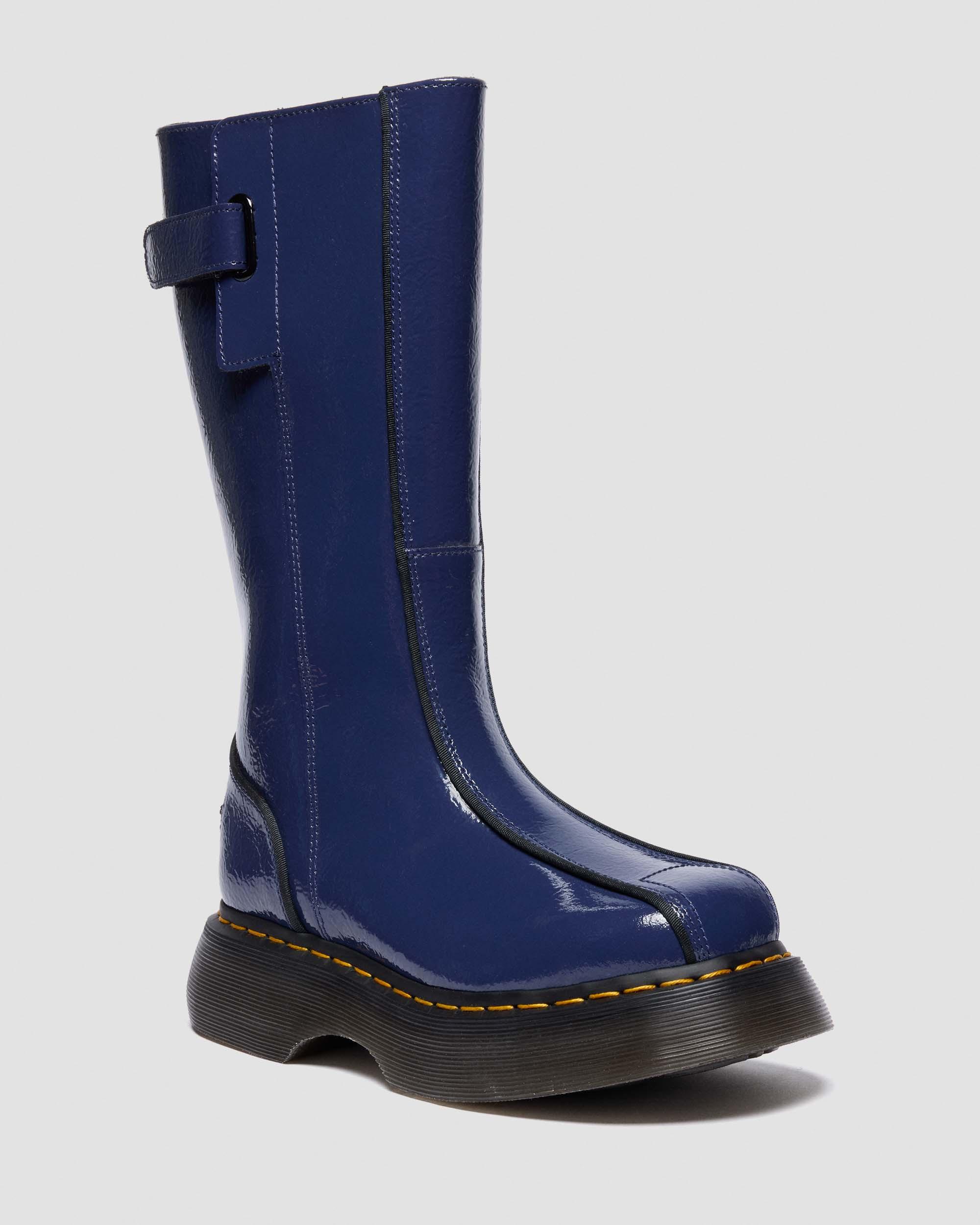 Buzz Hi Distressed Lakleren Laarzen in Donkerblauw