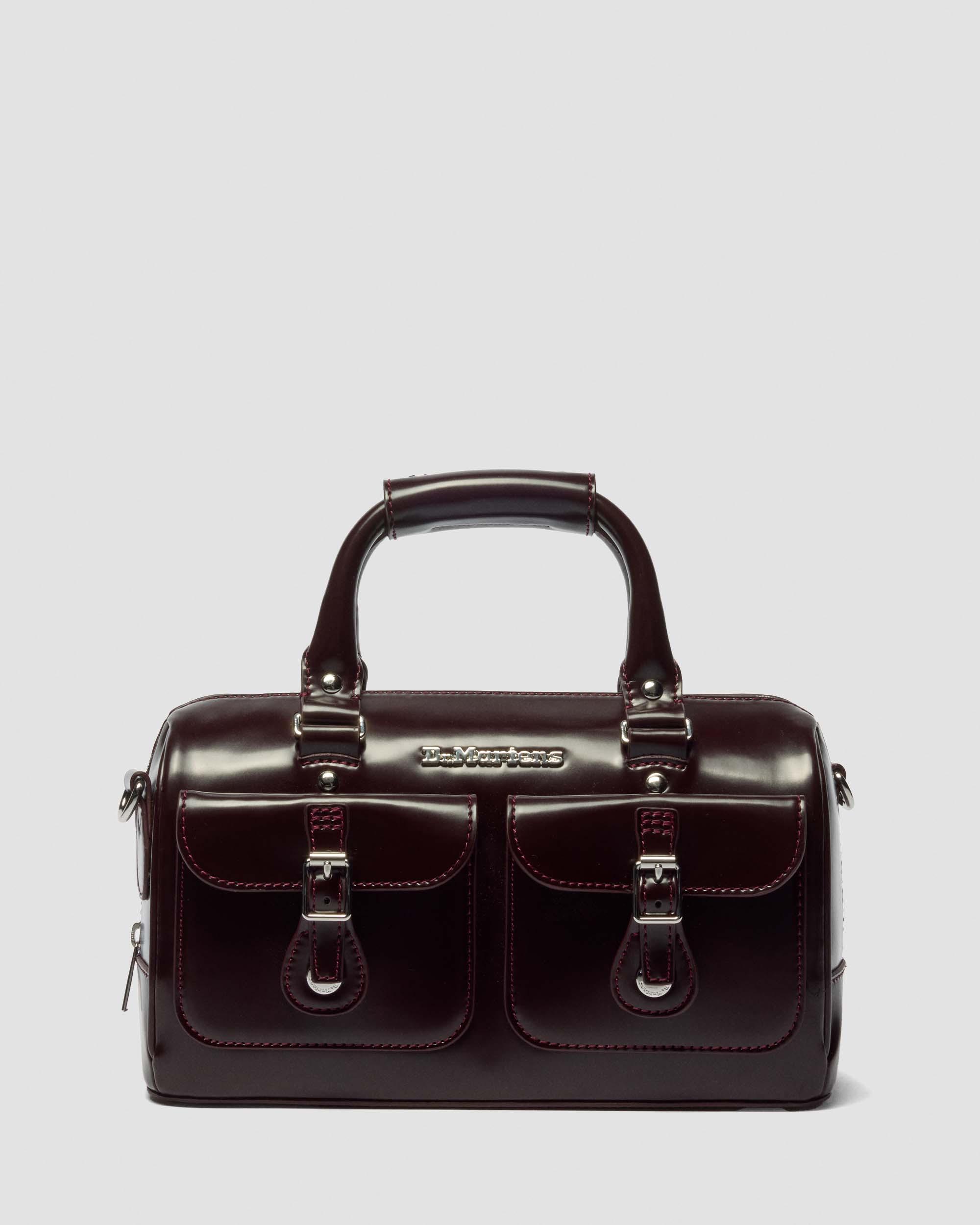 TOP HANDLE RUB OFF LEATHER BAG in Cherry Red