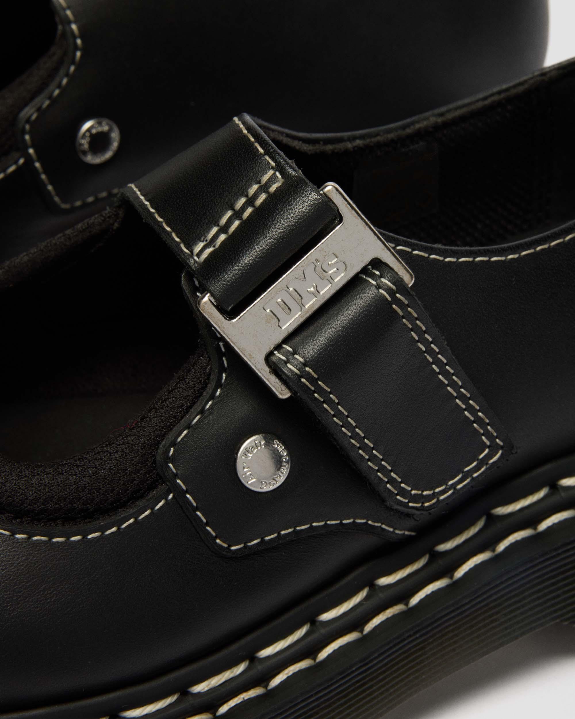 Mary Jane Bex Double Stitch Leather Shoes in Black